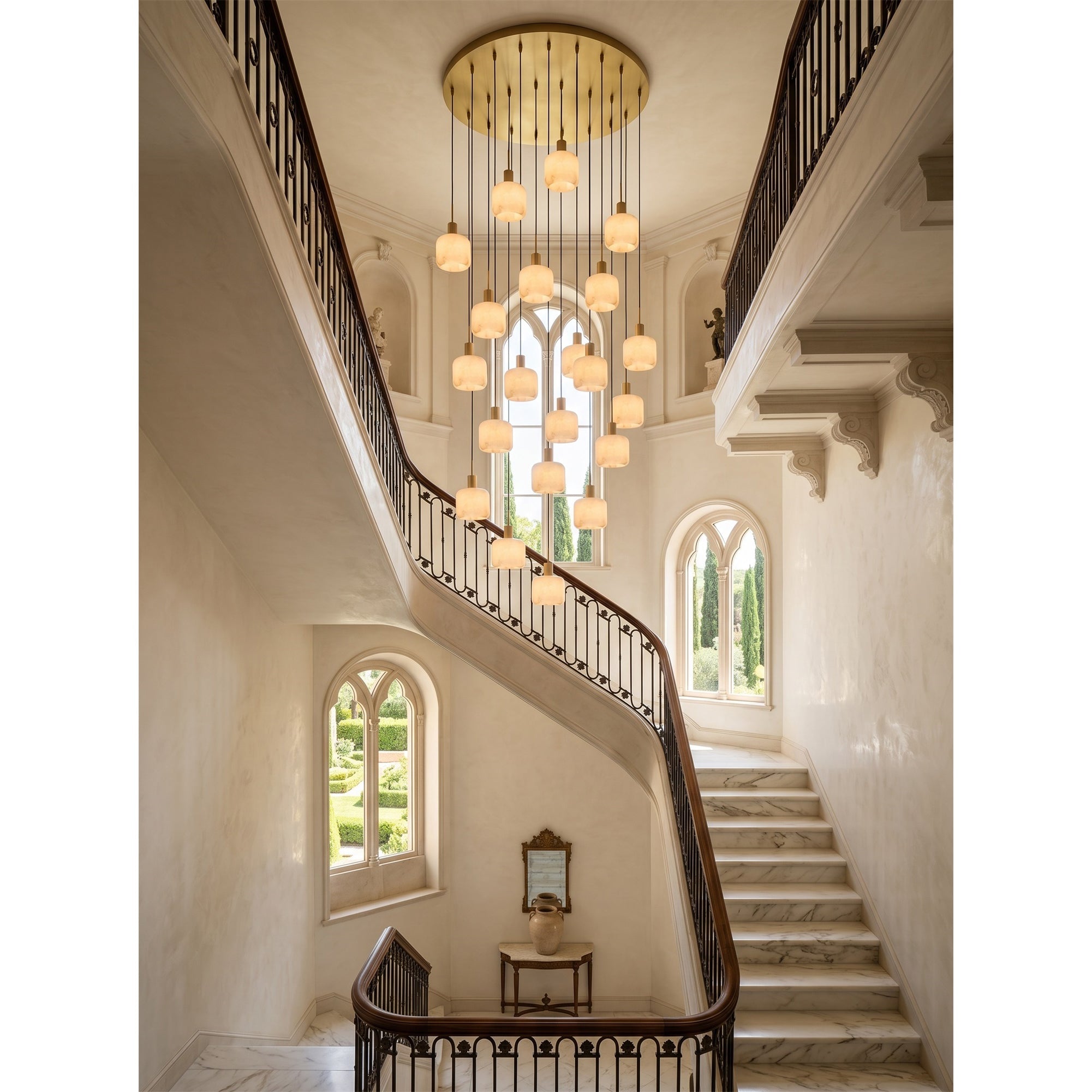 Cascading Alabaster Cube Chandelier