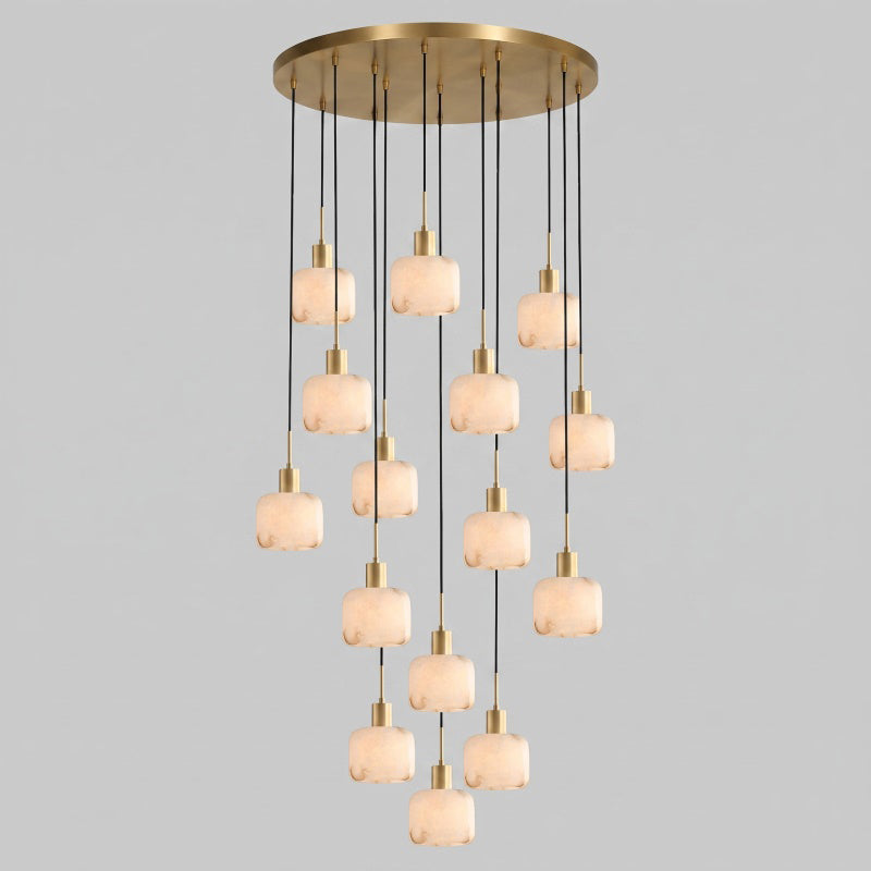 Cascading Alabaster Cube Chandelier