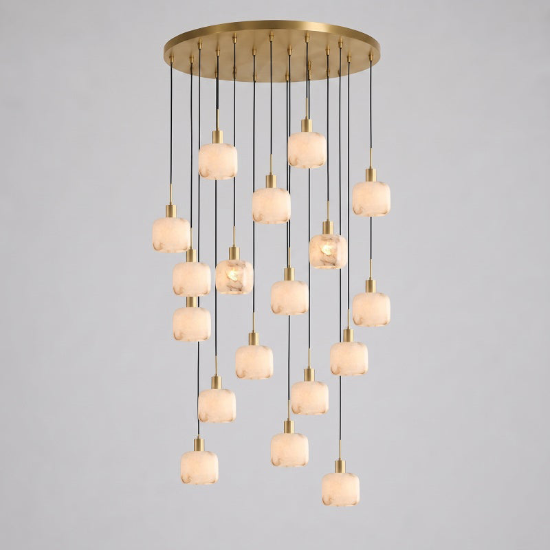 Cascading Alabaster Cube Chandelier