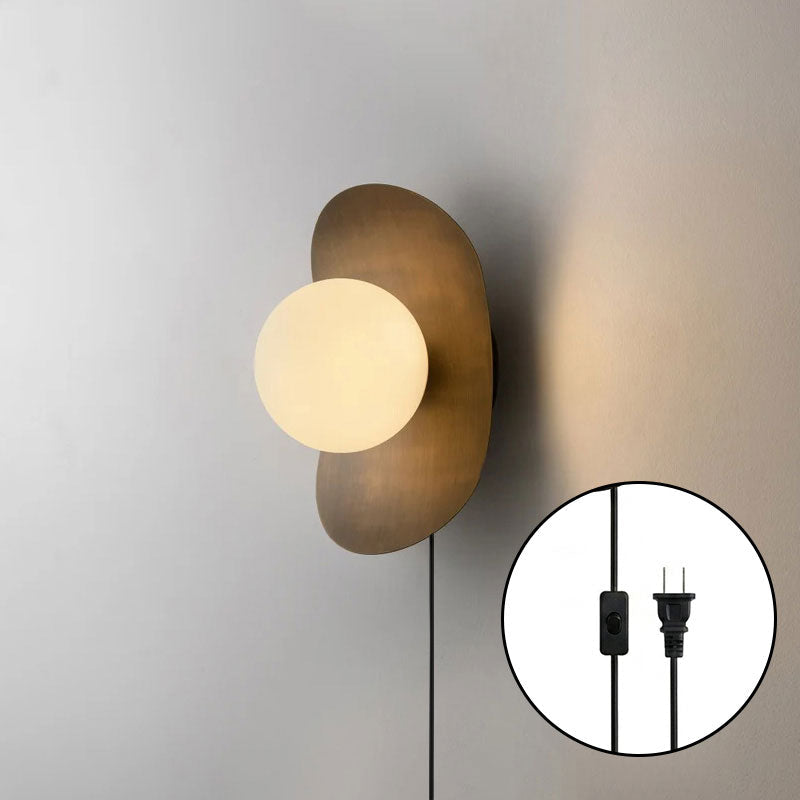 Organic Brass Plug-in Globe Wall Lamp