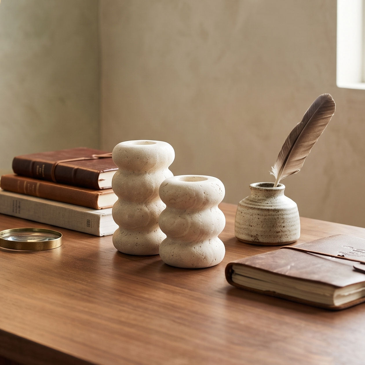 Ribbed Stone Bud Vase
