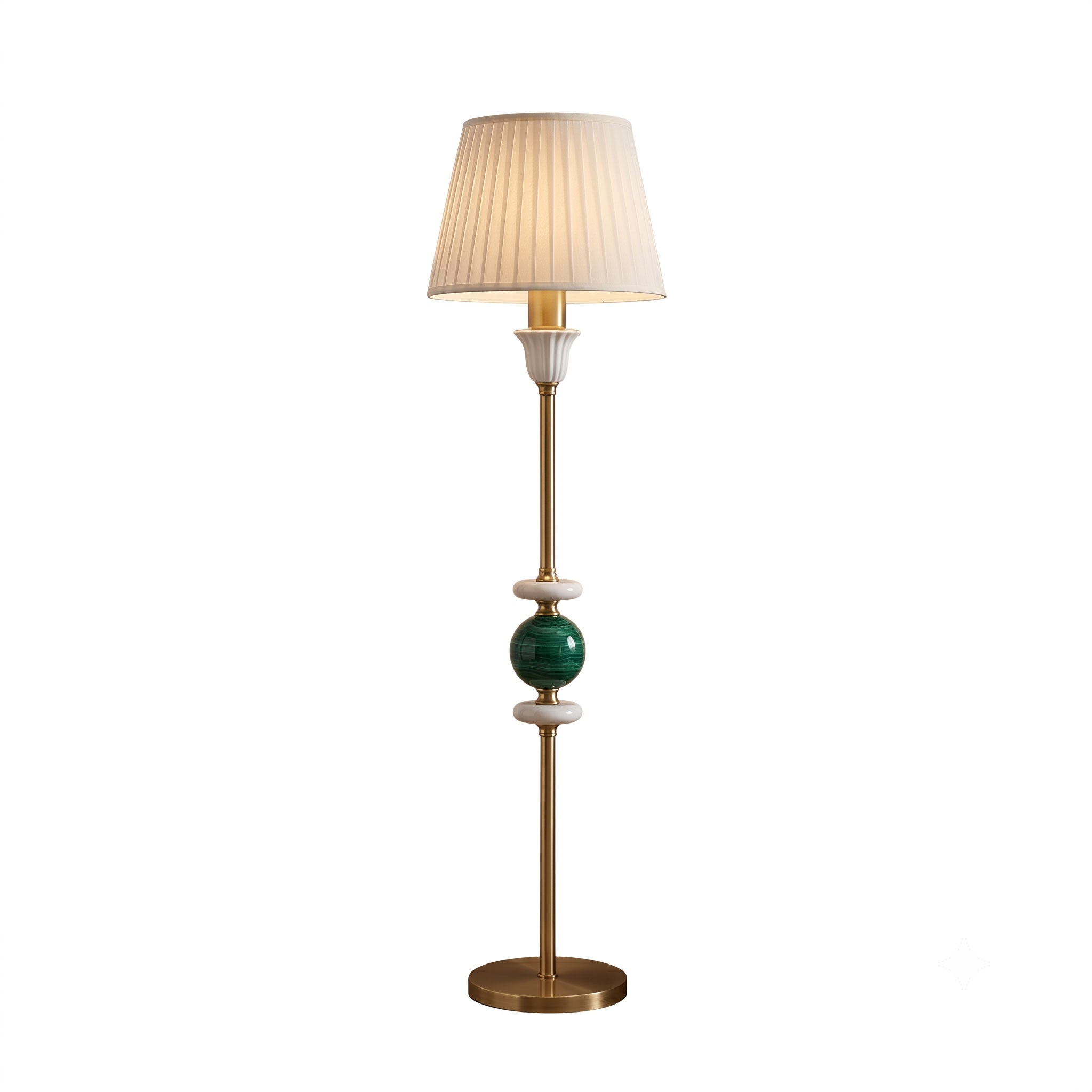 Malachite Green Brass Pleated Floor Lamp
