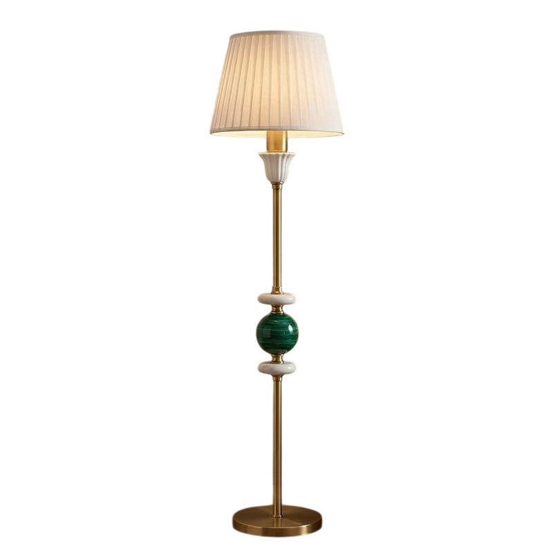 Malachite Green Brass Pleated Floor Lamp