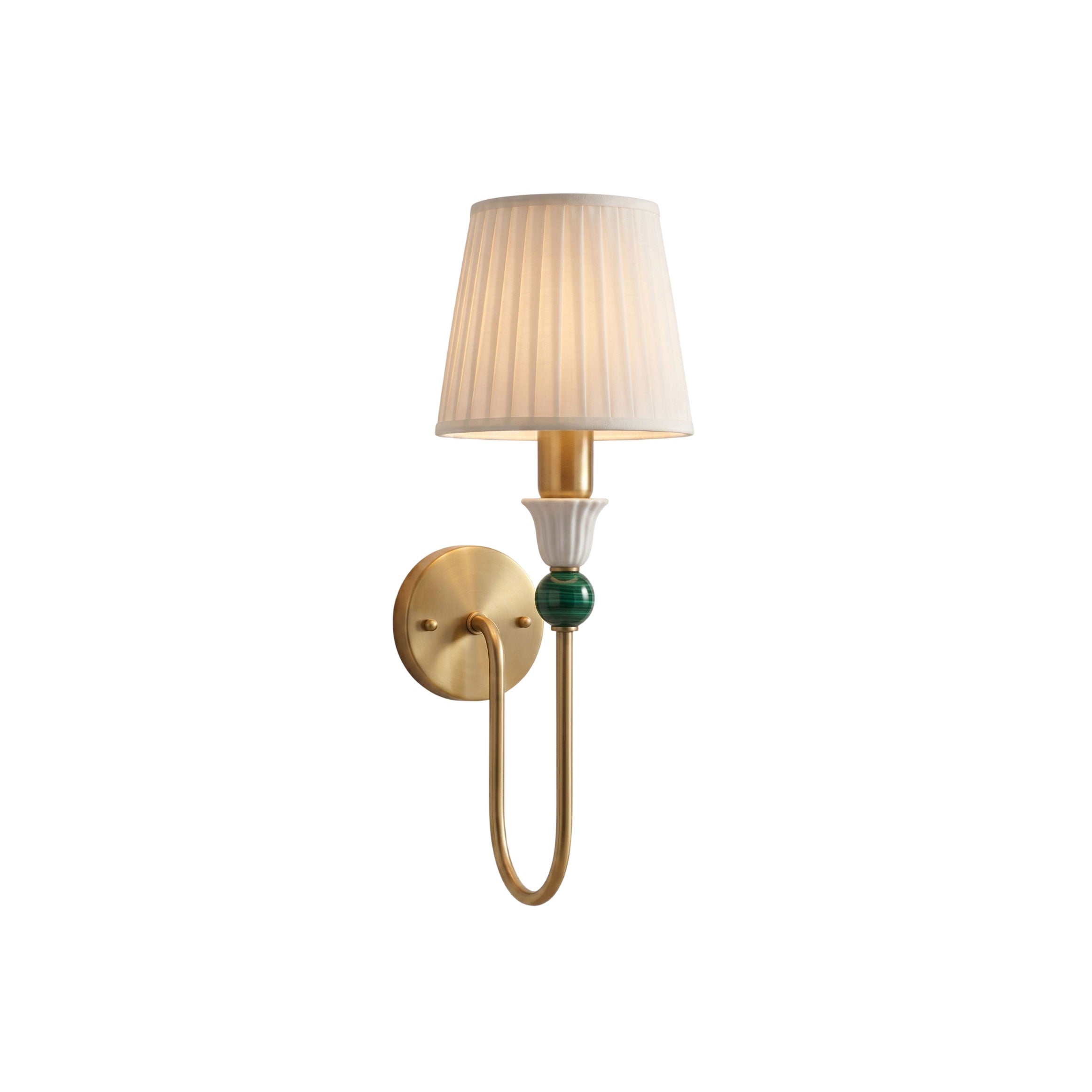 Malachite Sphere Brass Wall Sconce