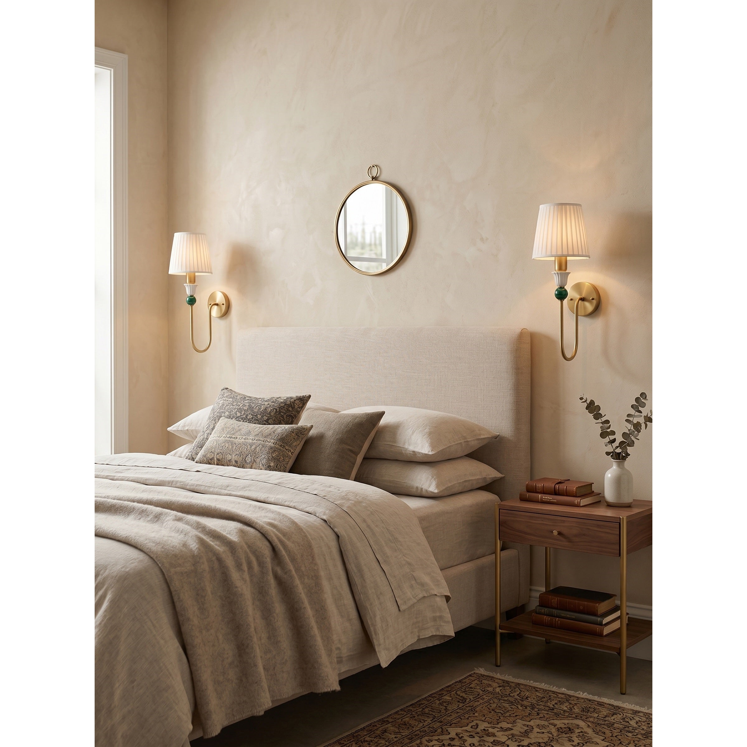 Malachite Sphere Brass Wall Sconce