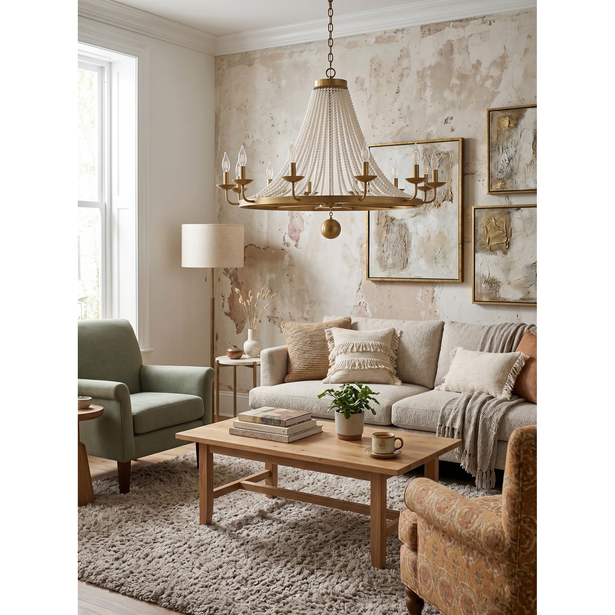 12-Light Draped Pearl Bead Chandelier