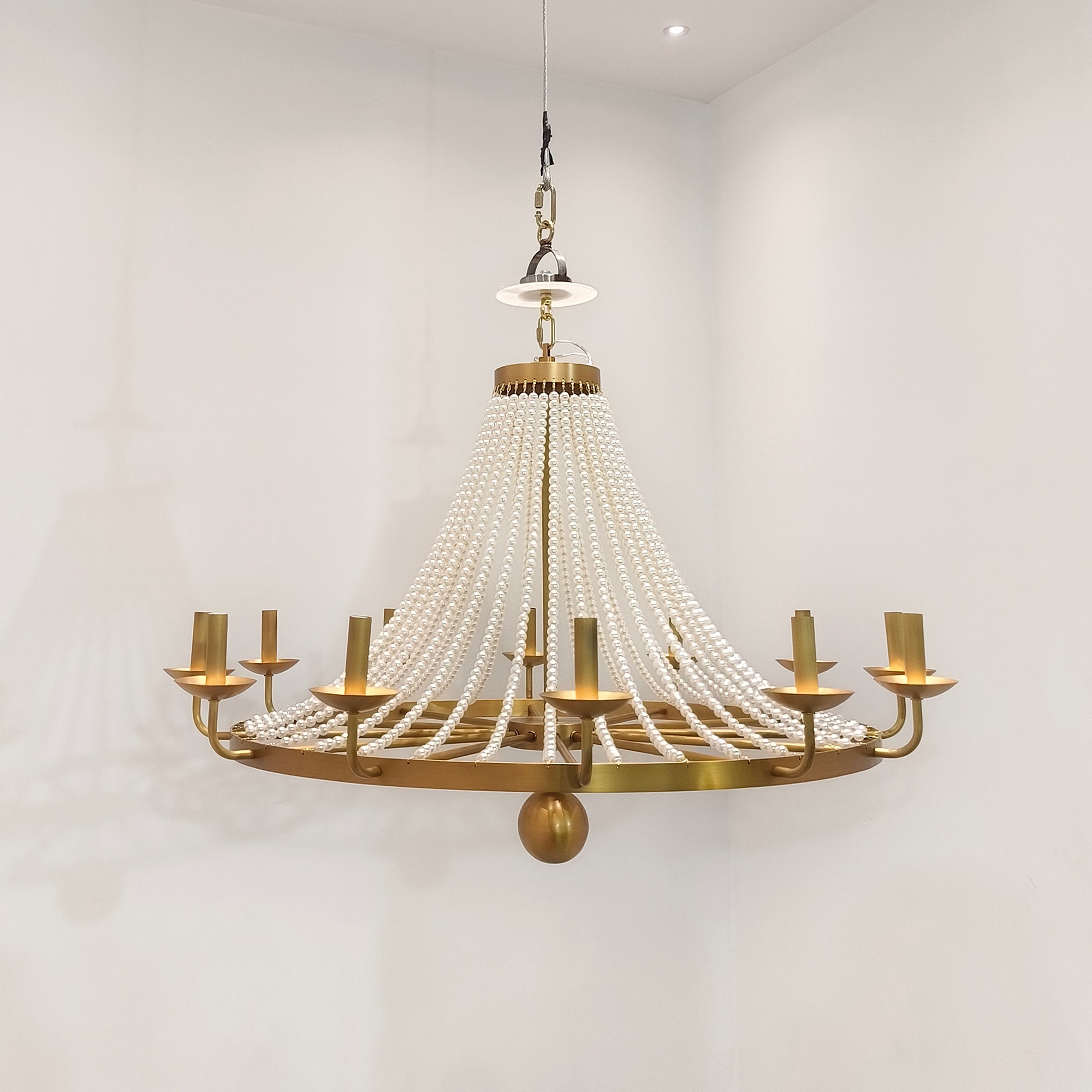 12-Light Draped Pearl Bead Chandelier