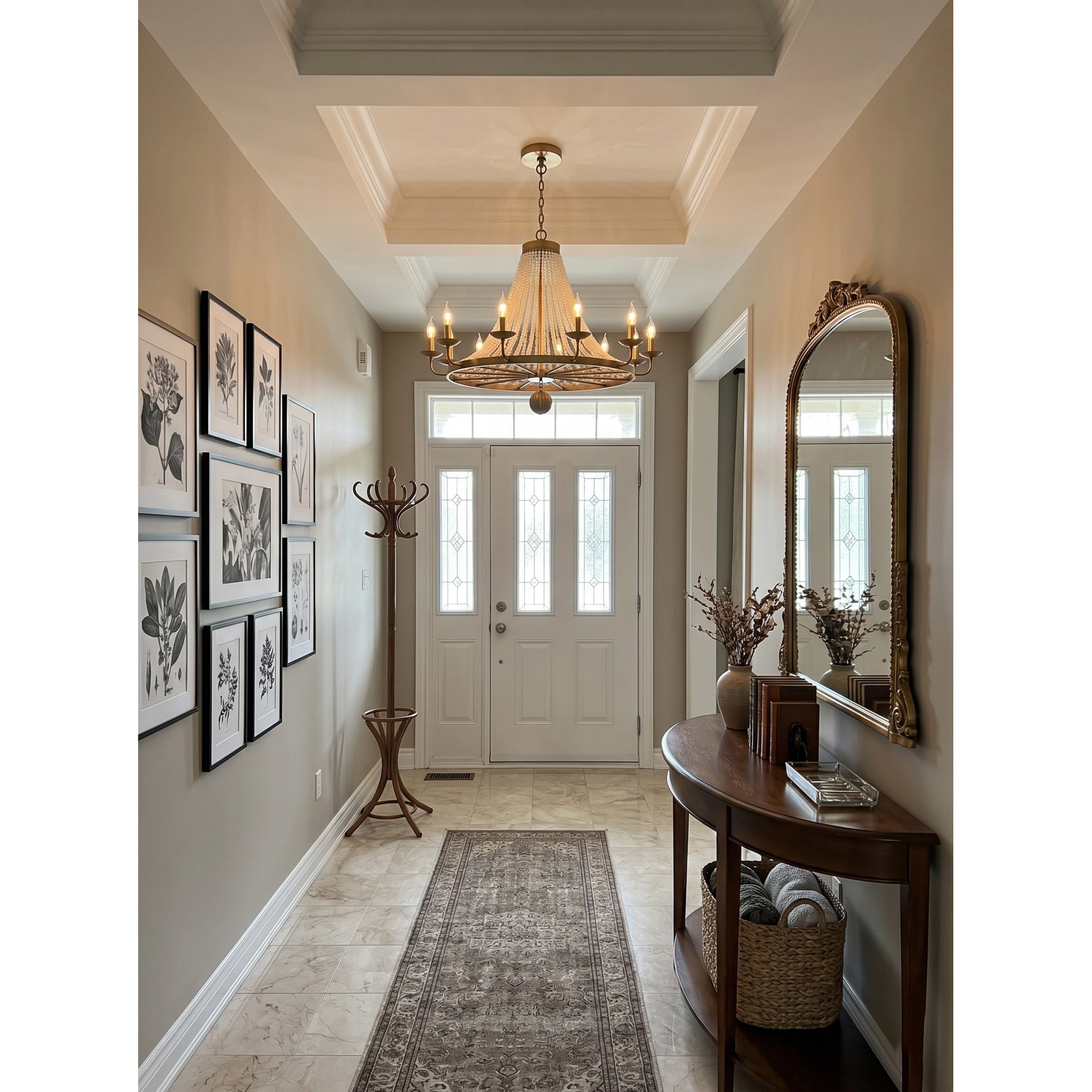 12-Light Draped Pearl Bead Chandelier