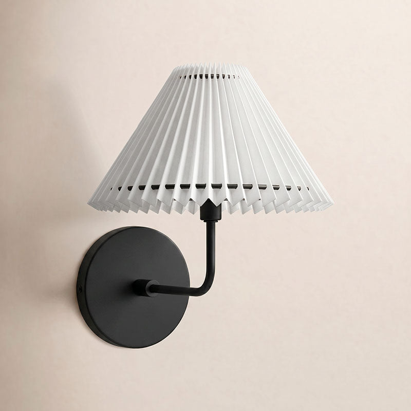 Pleated Fluted Shade Brass Wall Sconce