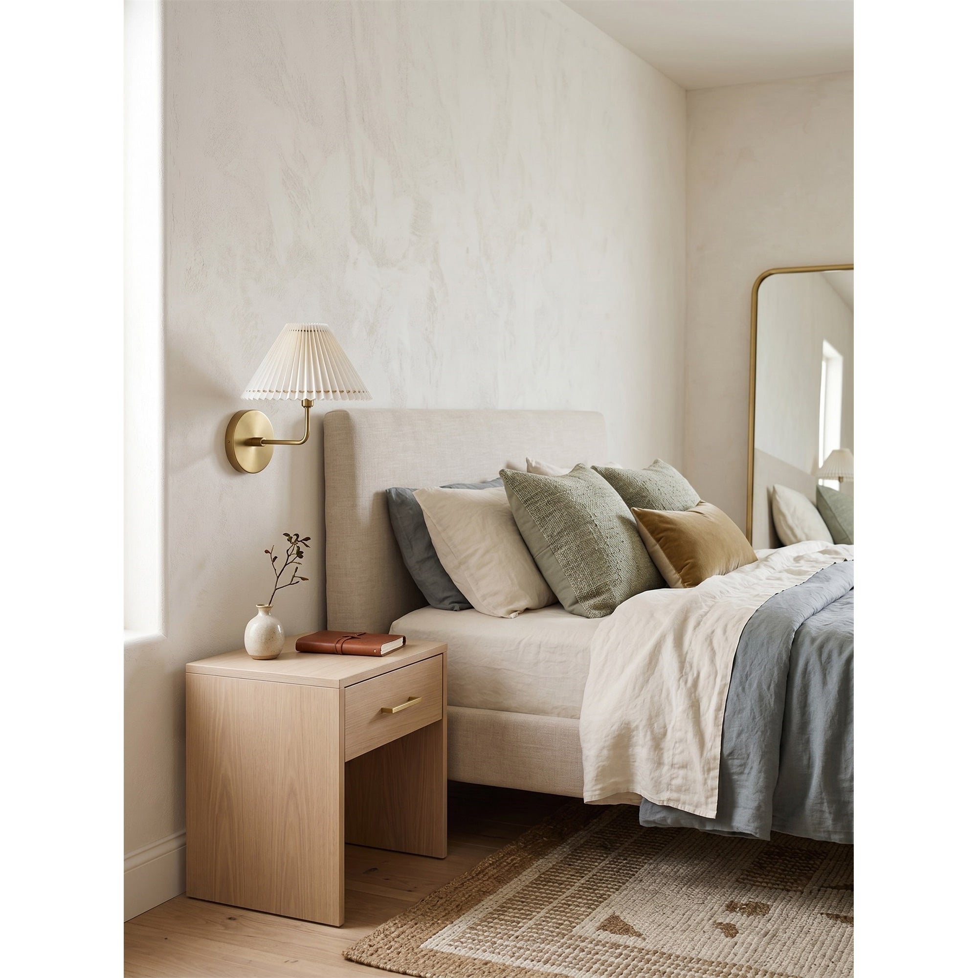 Pleated Fluted Shade Brass Wall Sconce