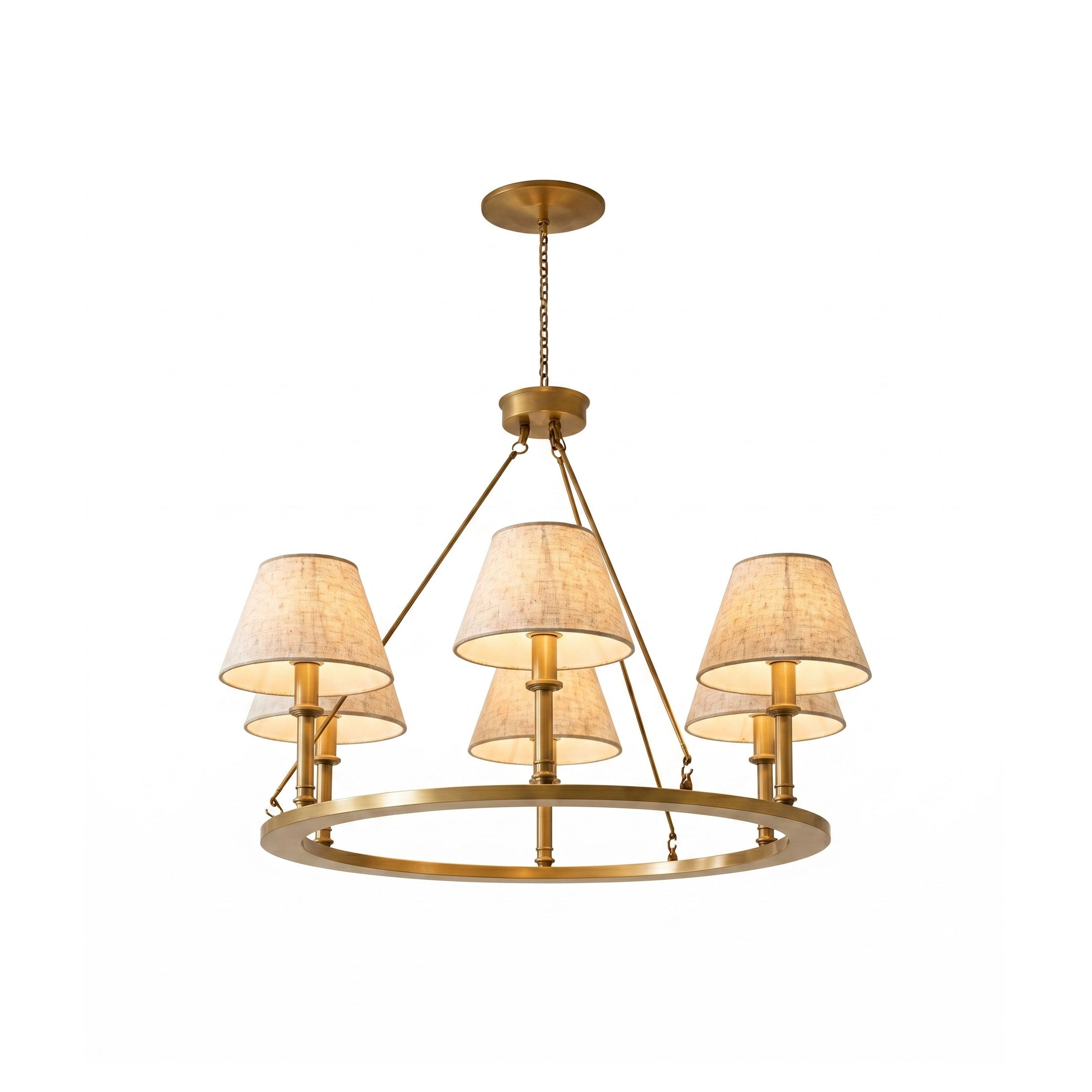 6-Light Wagon Wheel Linen Chandelier