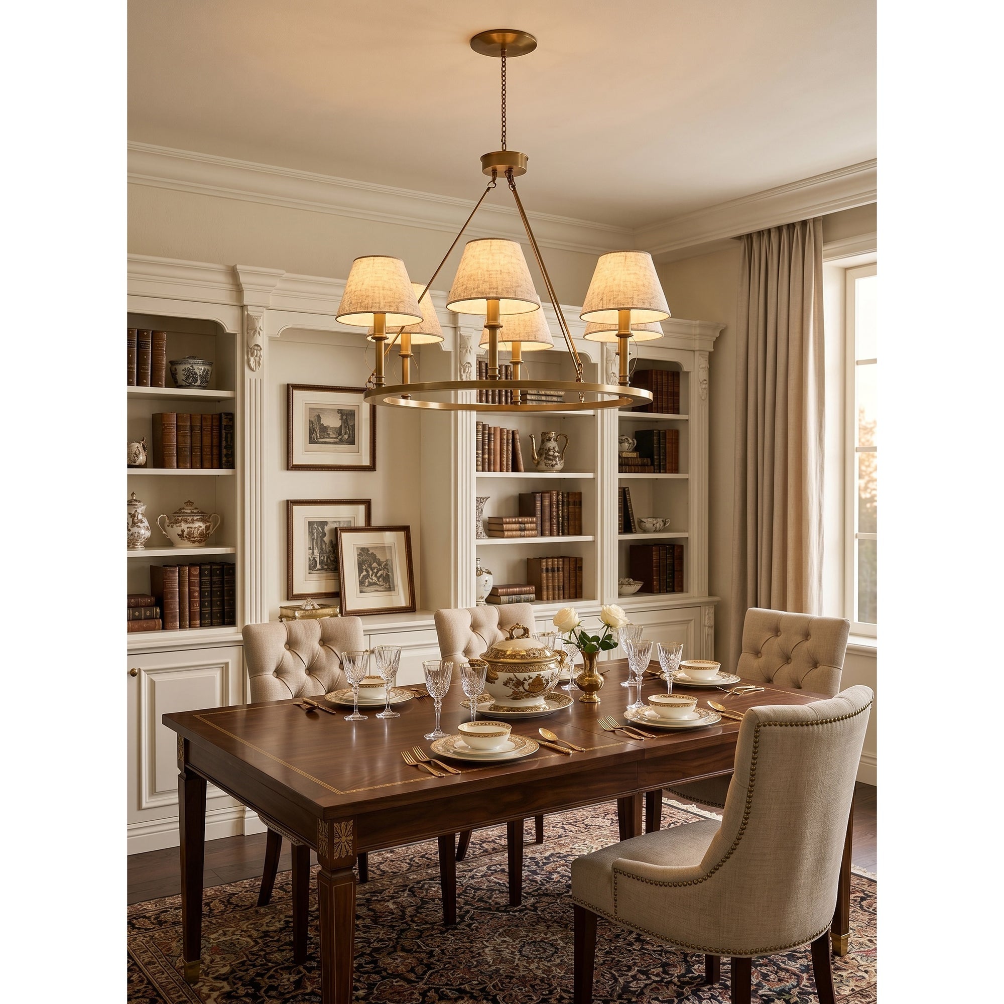 6-Light Wagon Wheel Linen Chandelier