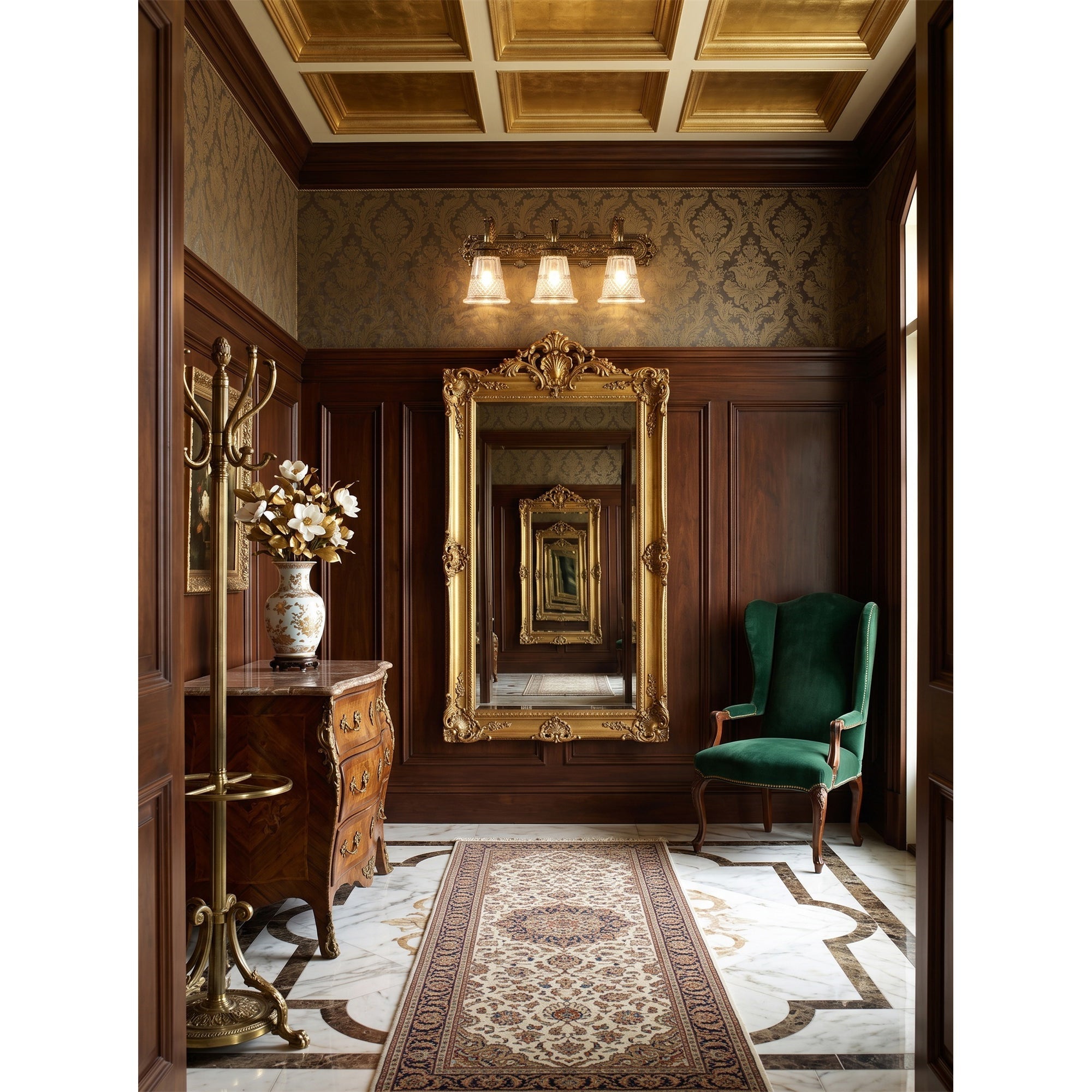 3-Light Cut Glass Brass Vanity Sconce