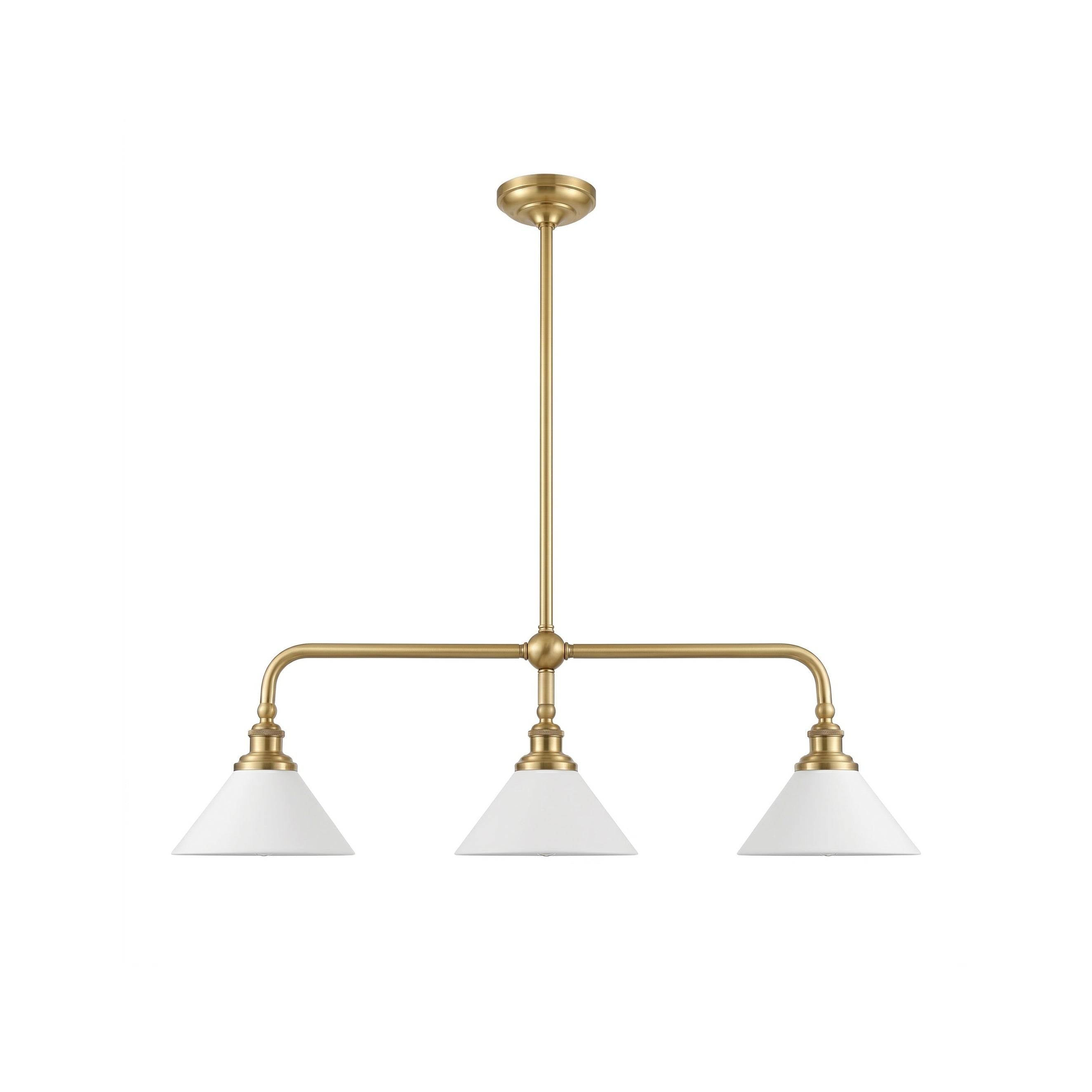 3-Light Brass Conical Island Chandelier