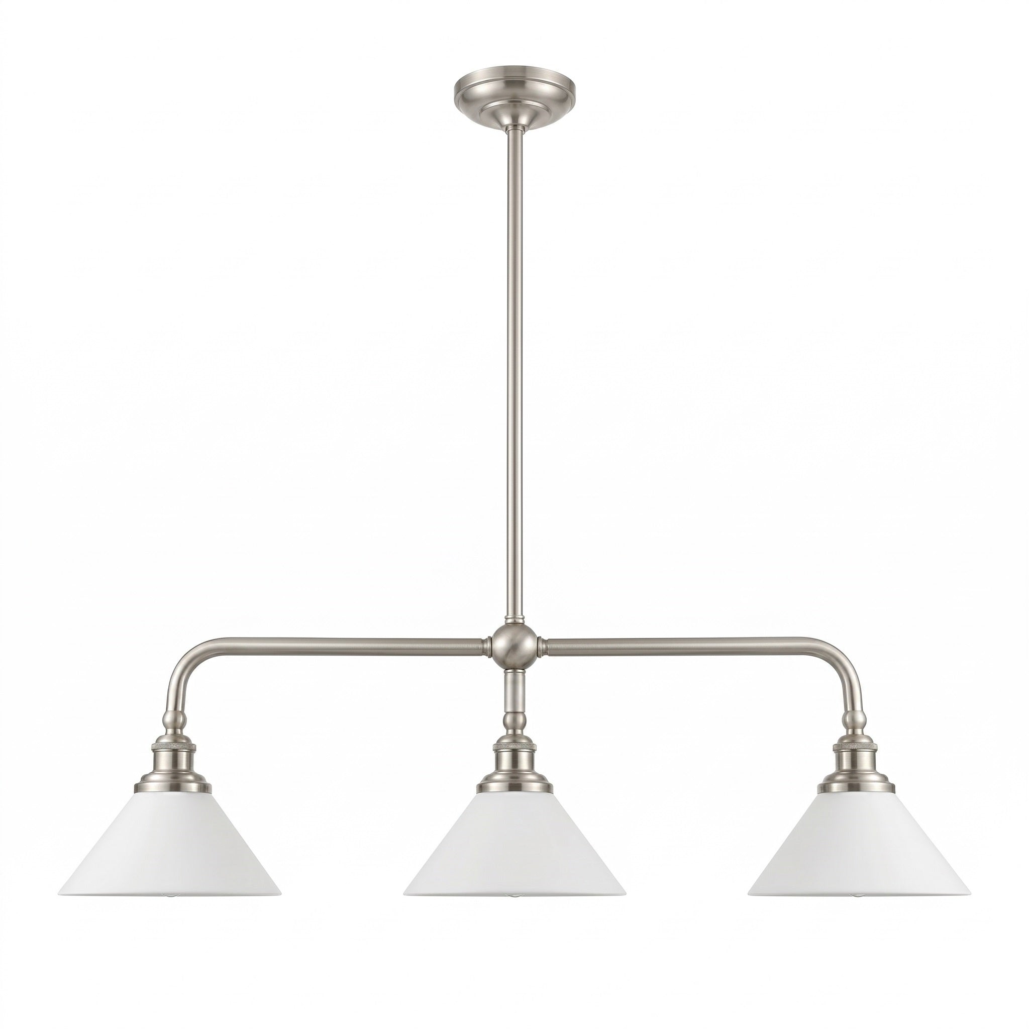 3-Light Brass Conical Island Chandelier