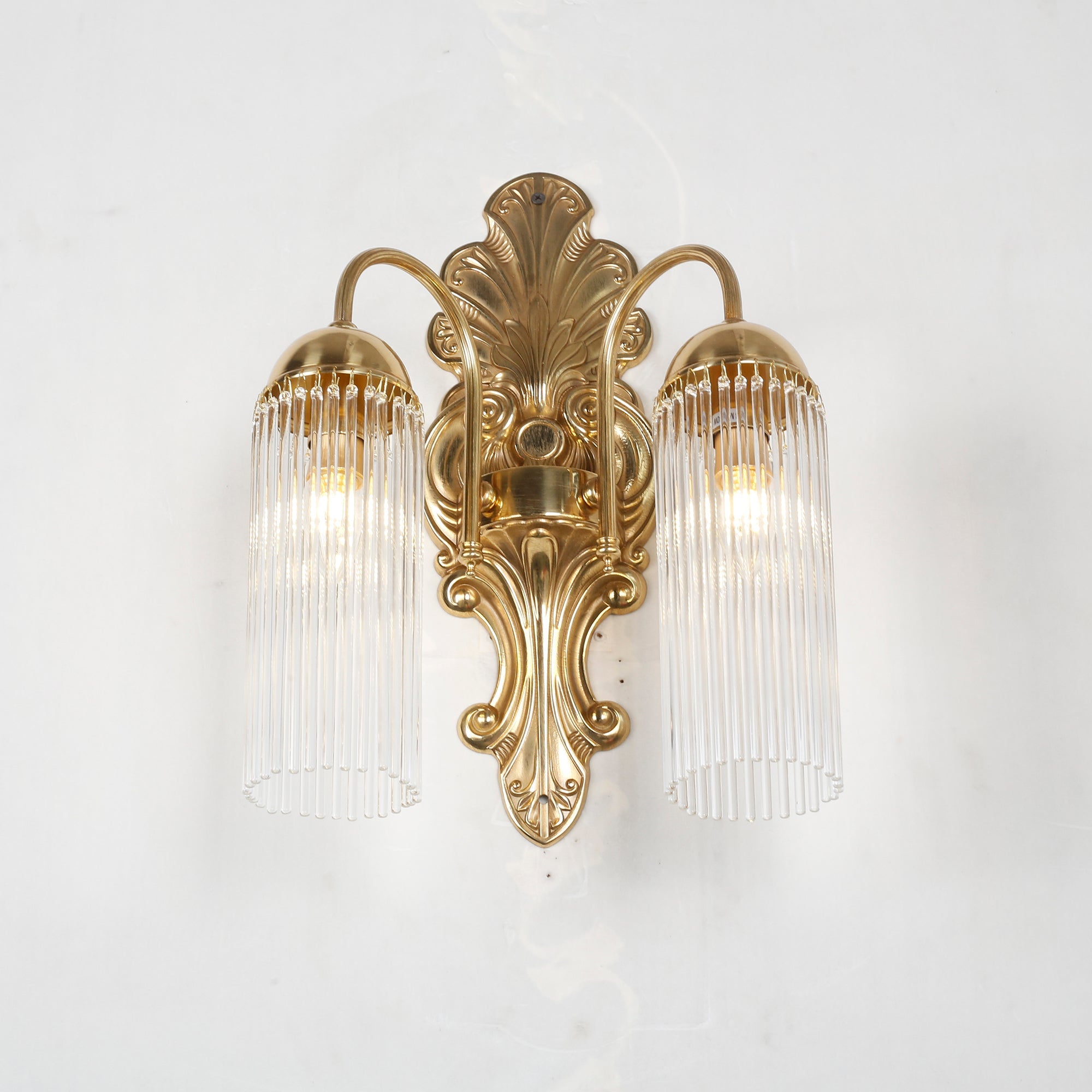 Baroque Brass Fluted Glass Wall Sconce