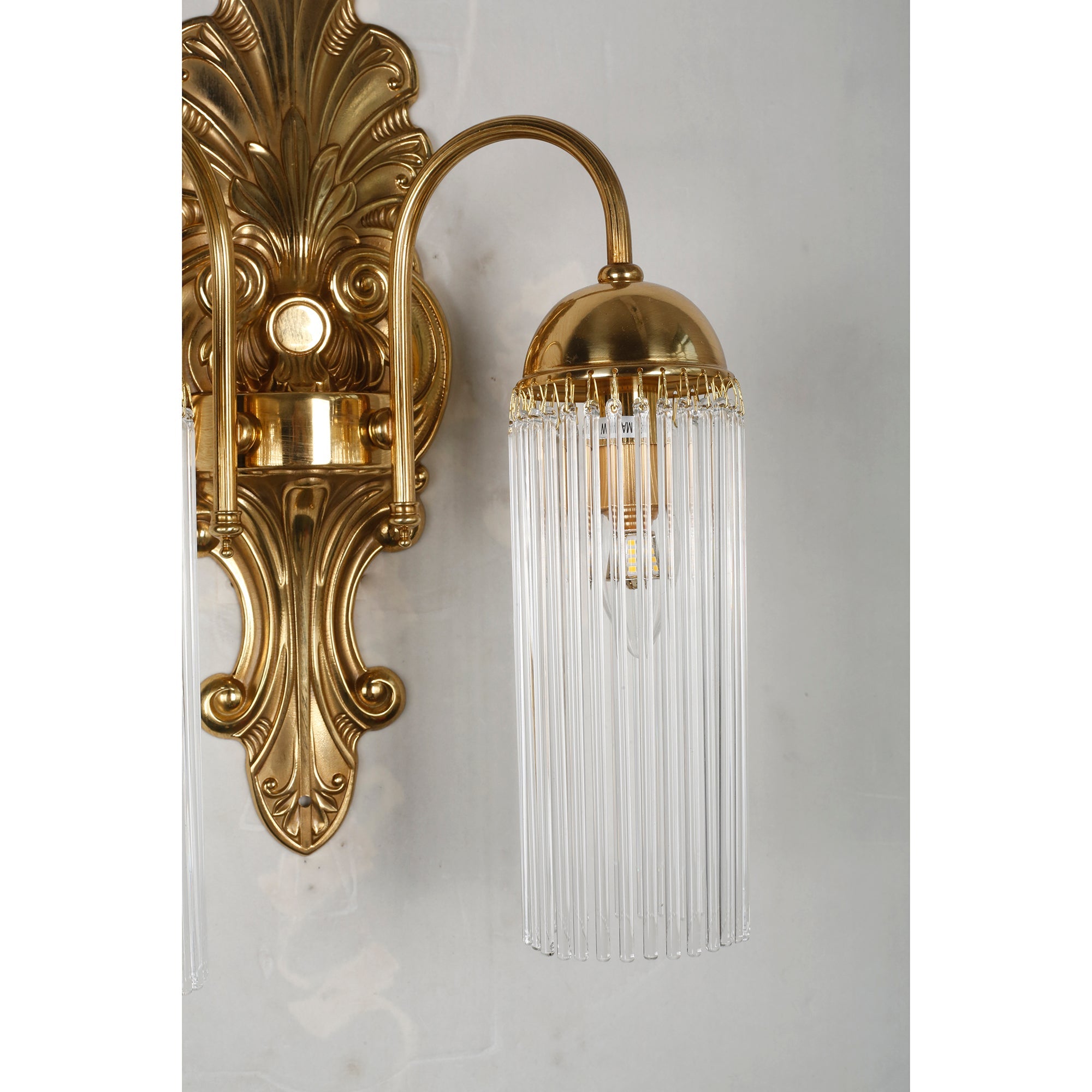 Baroque Brass Fluted Glass Wall Sconce