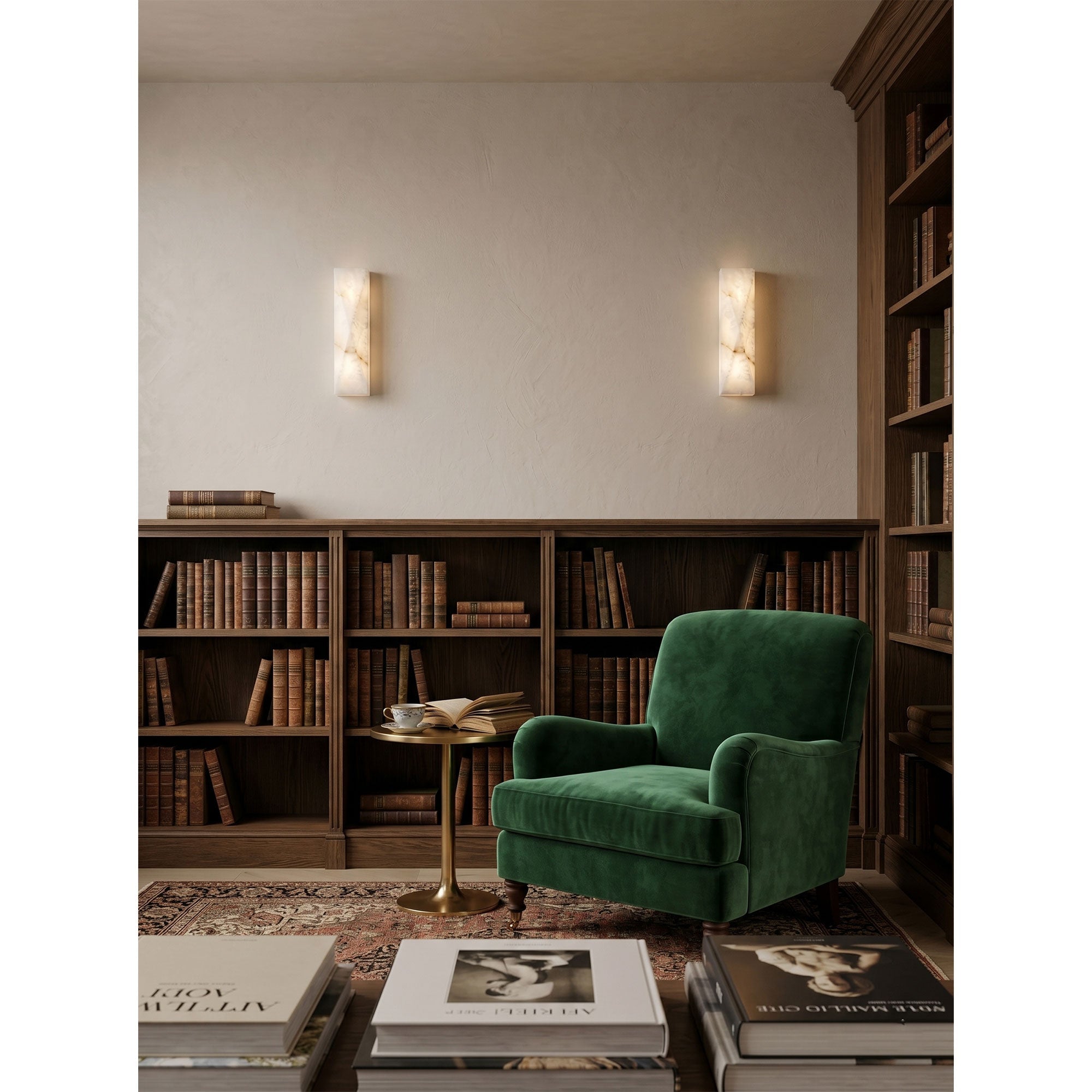 Slim Alabaster Bar Wall Sconce in Gold