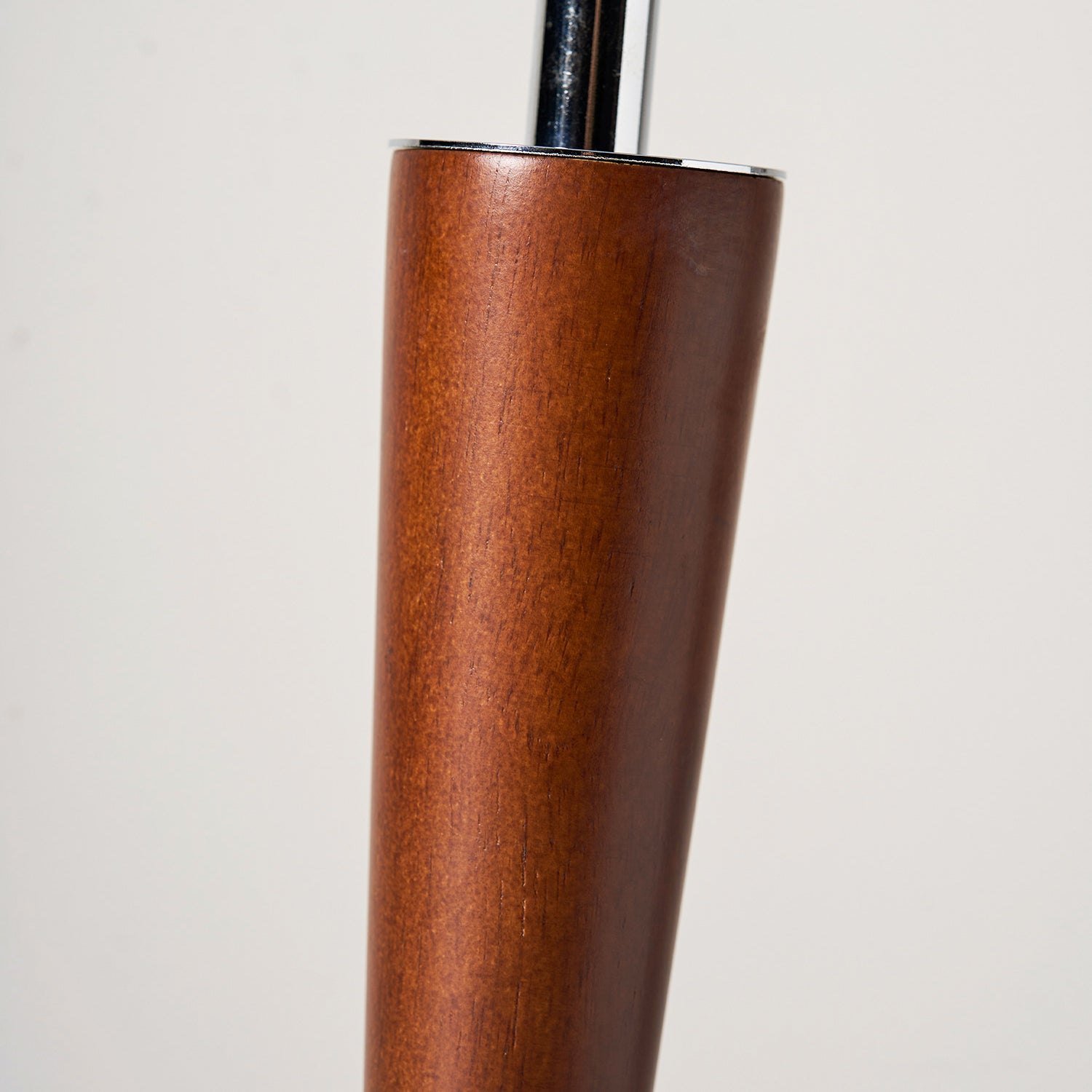 Chrome Dome & Walnut Table Lamp