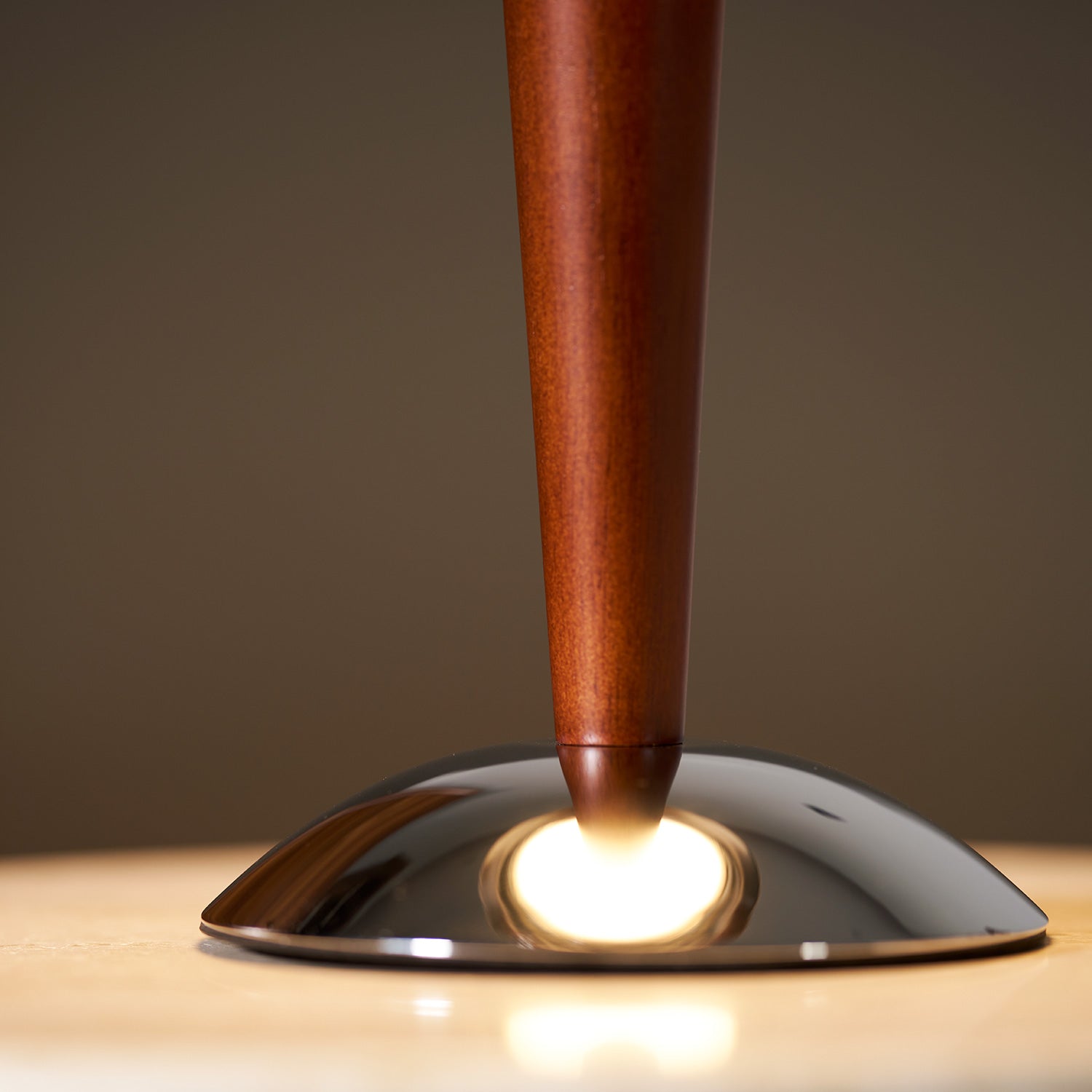 Chrome Dome & Walnut Table Lamp