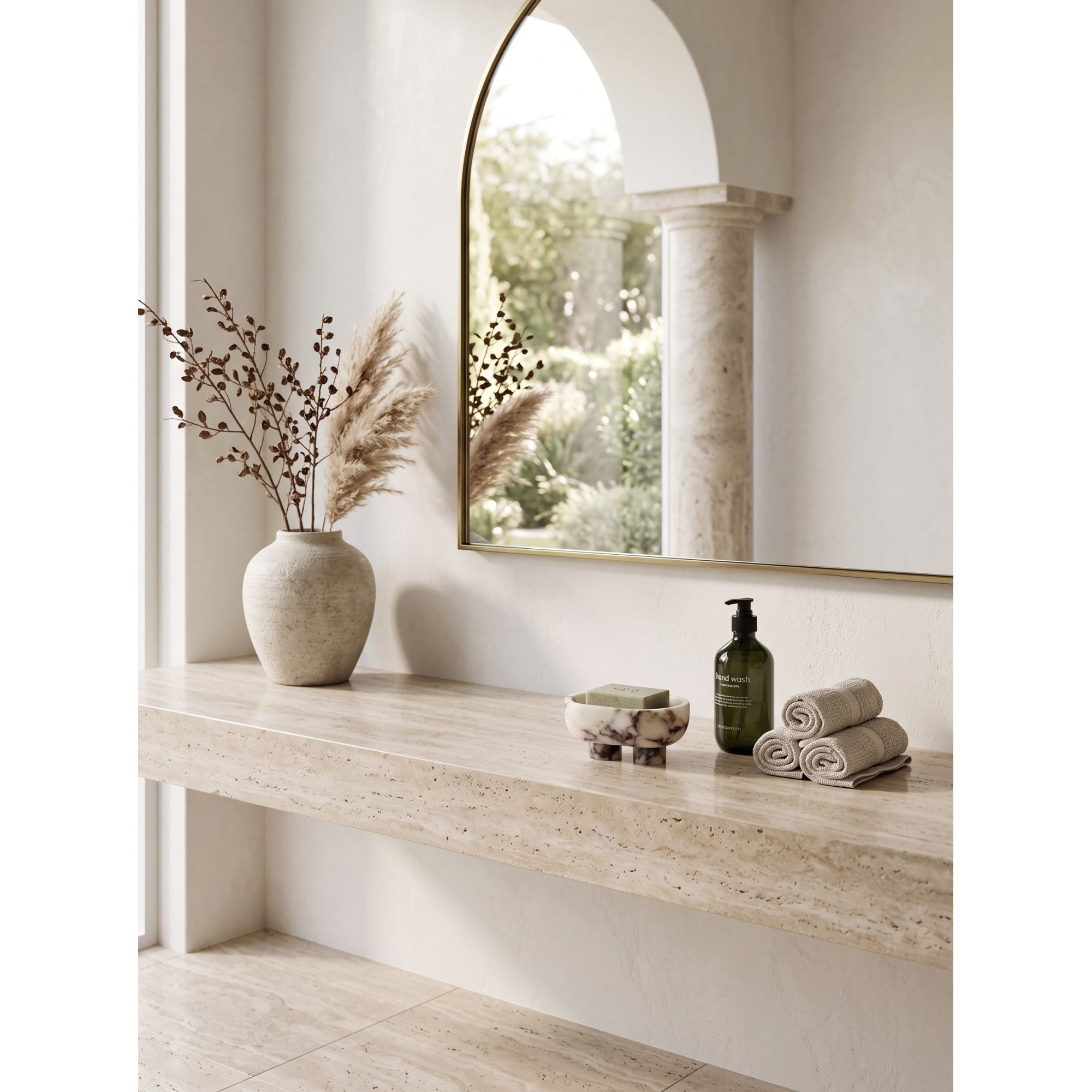 Footed Oval Stone Vanity Tray