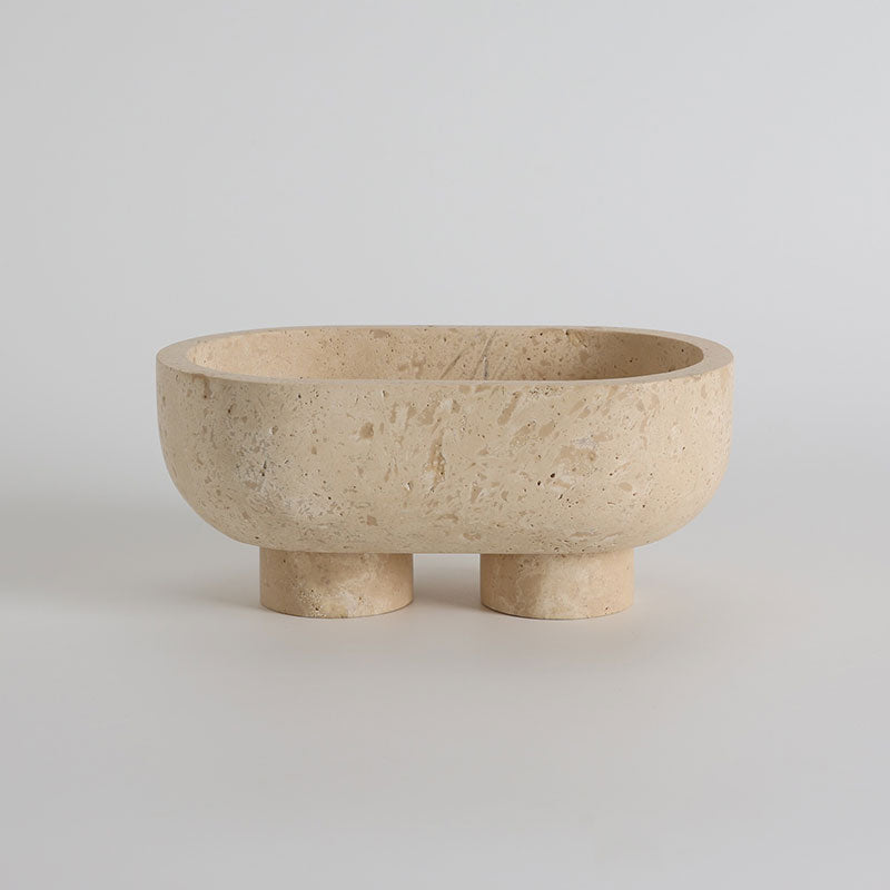 Footed Oval Stone Vanity Tray