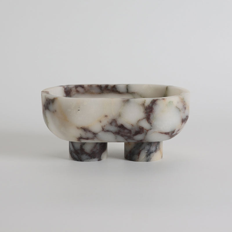 Footed Oval Stone Vanity Tray