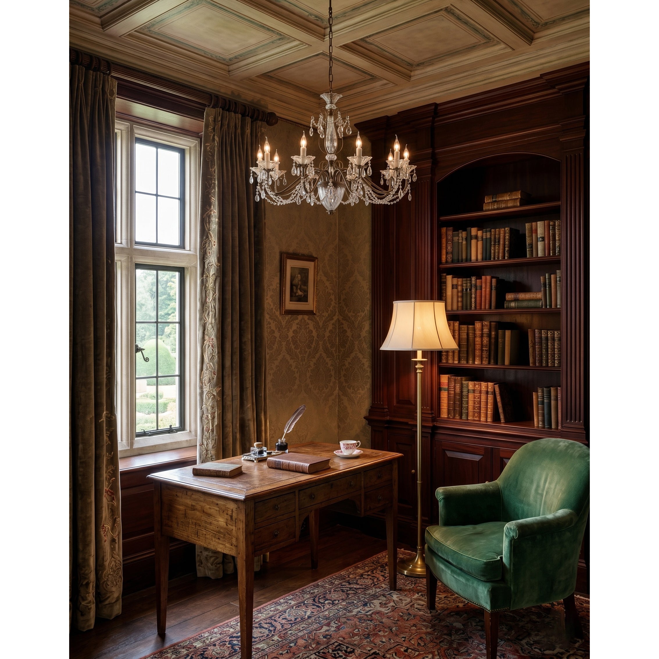 Tiered Antique Brass Crystal Chandelier