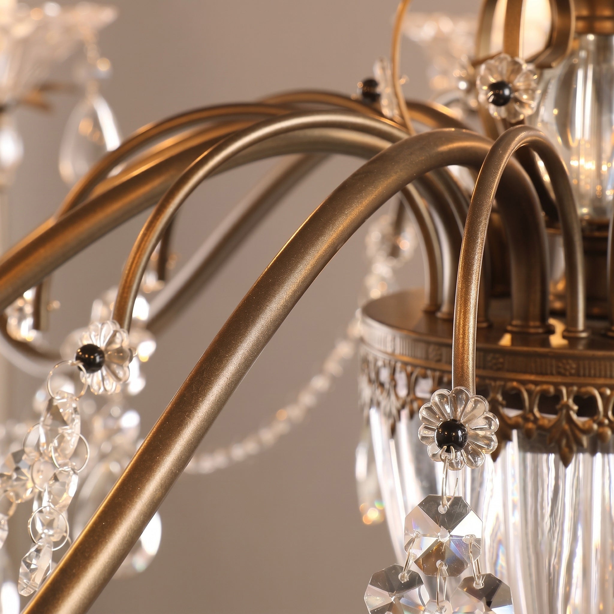 Tiered Antique Brass Crystal Chandelier