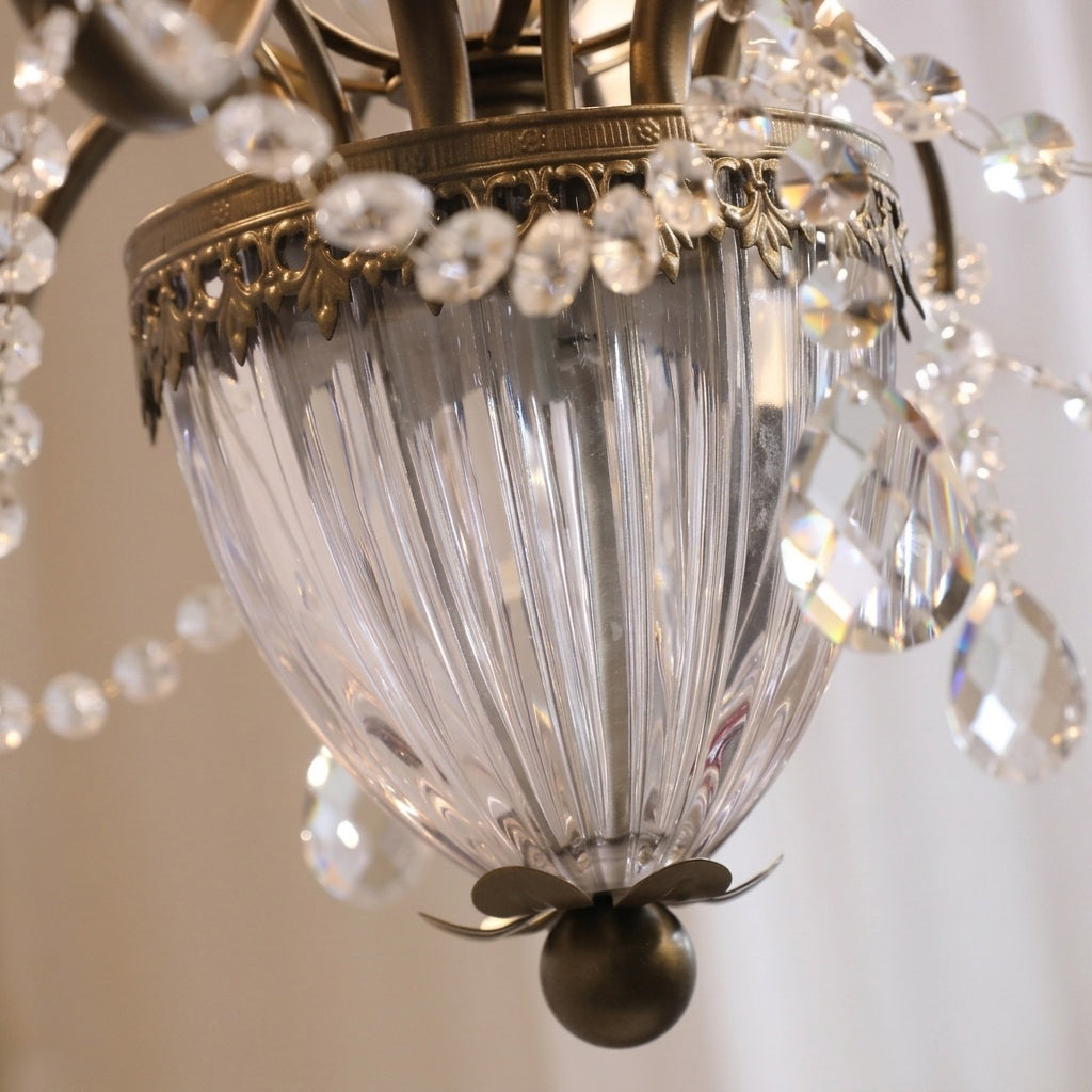 Tiered Antique Brass Crystal Chandelier