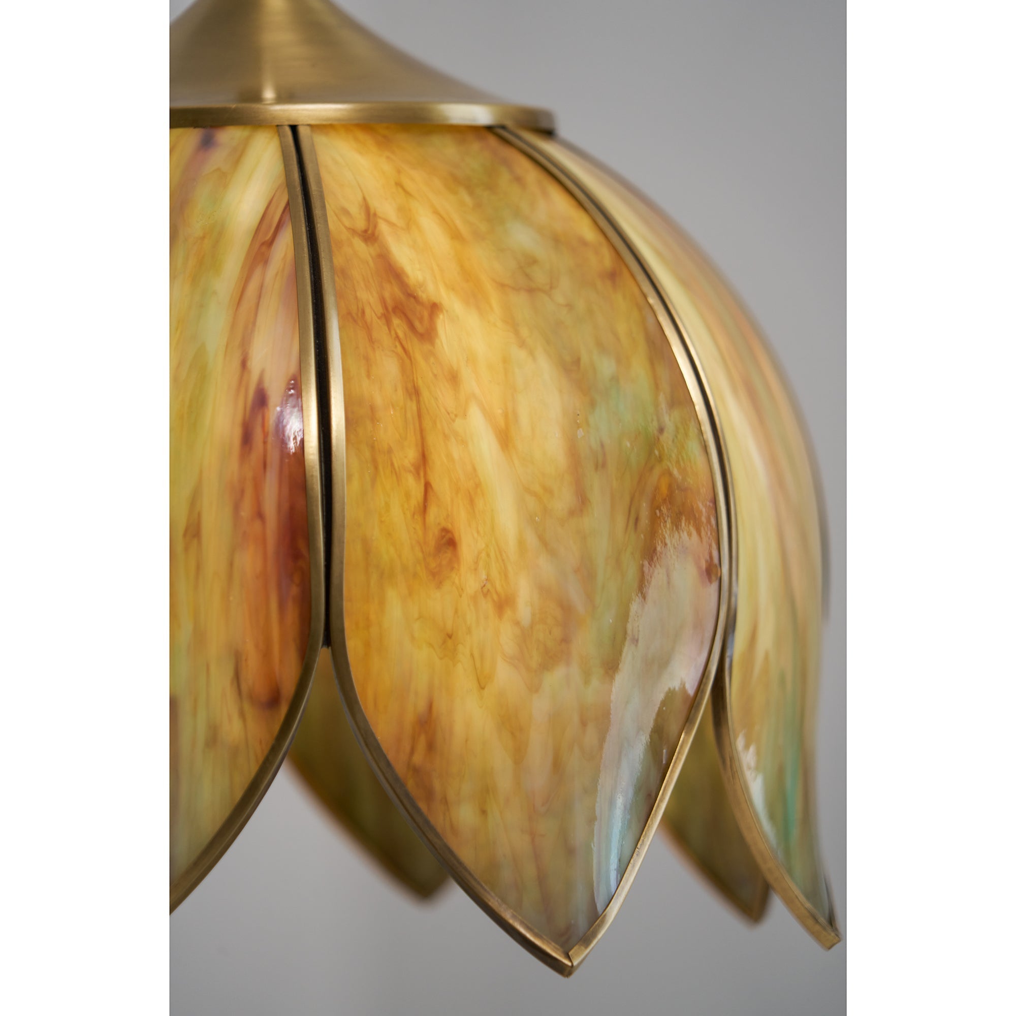 Canna Ribbed Glass & Brass Pendant