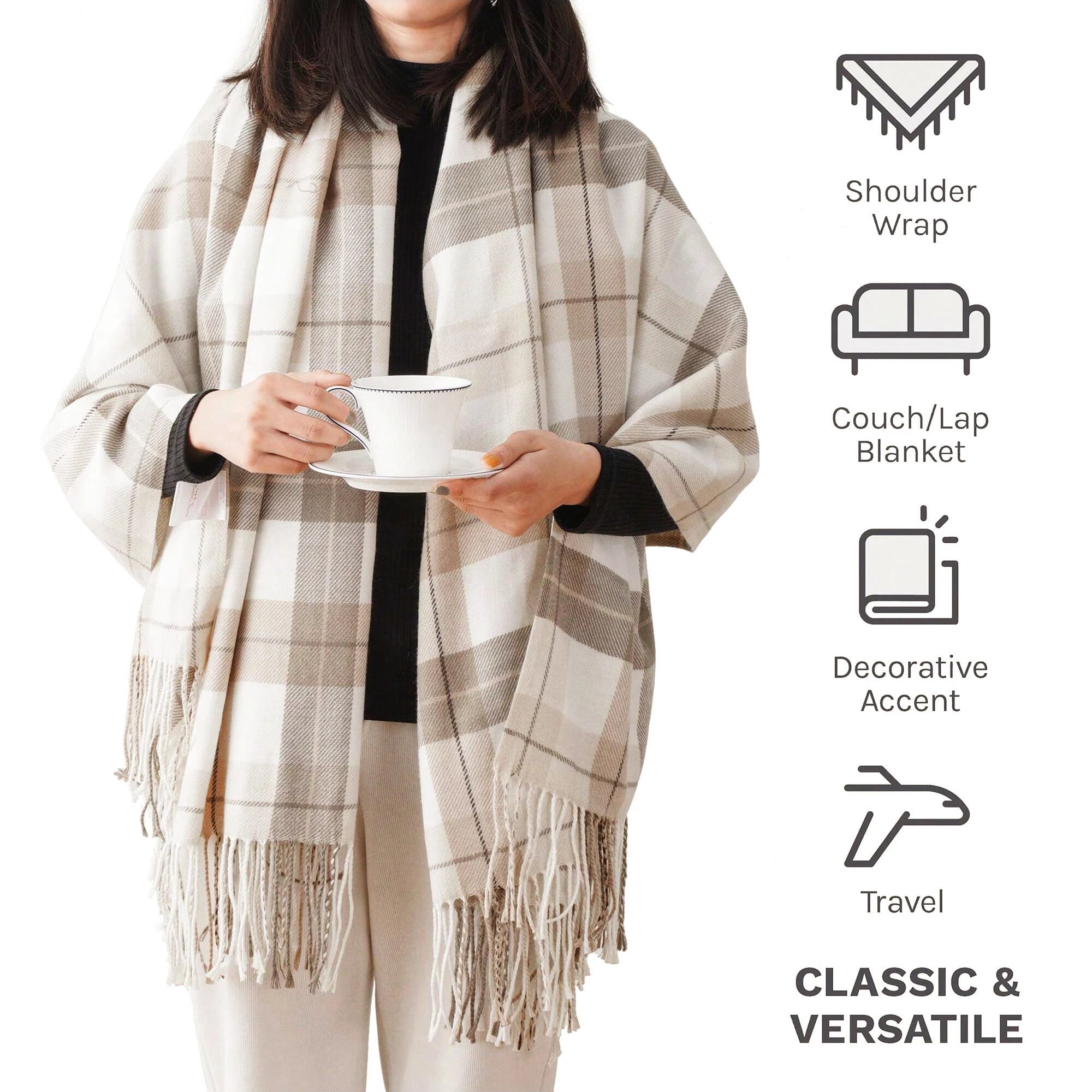Elden Plaid Tasselled Throw