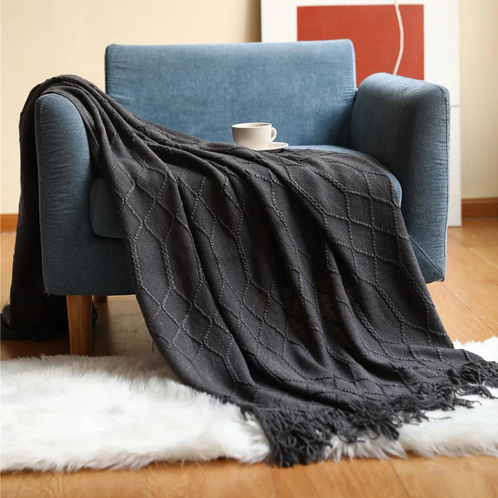 Sedge Fringed Knit Throw