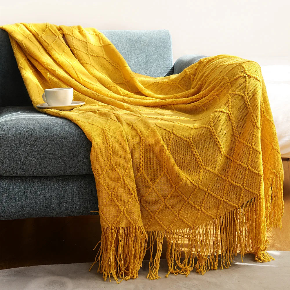 Sedge Fringed Knit Throw