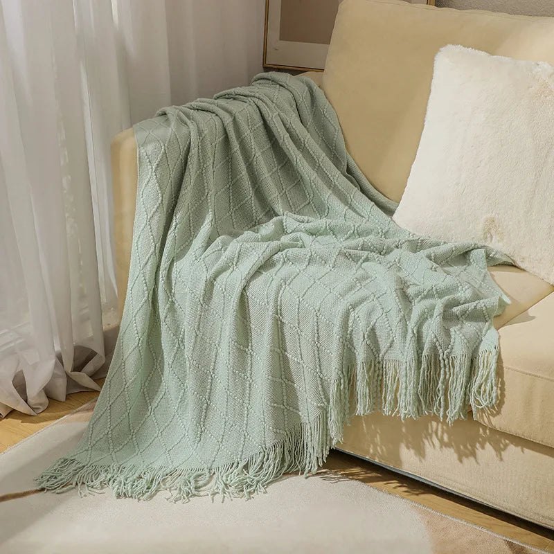 Sedge Fringed Knit Throw