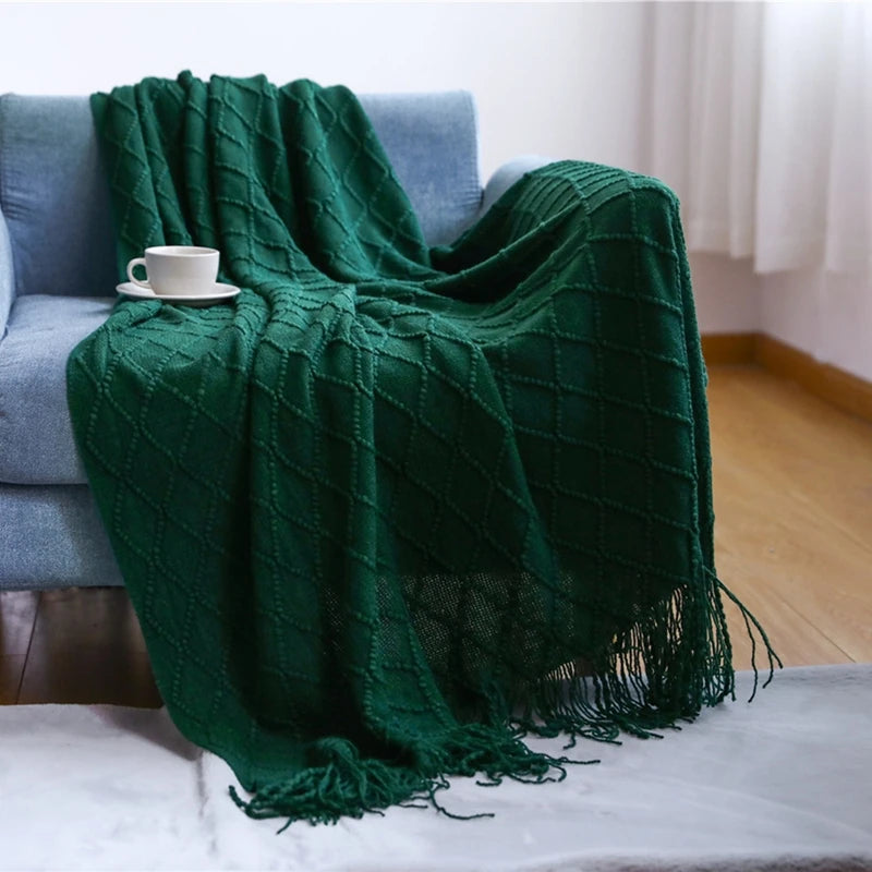 Sedge Fringed Knit Throw