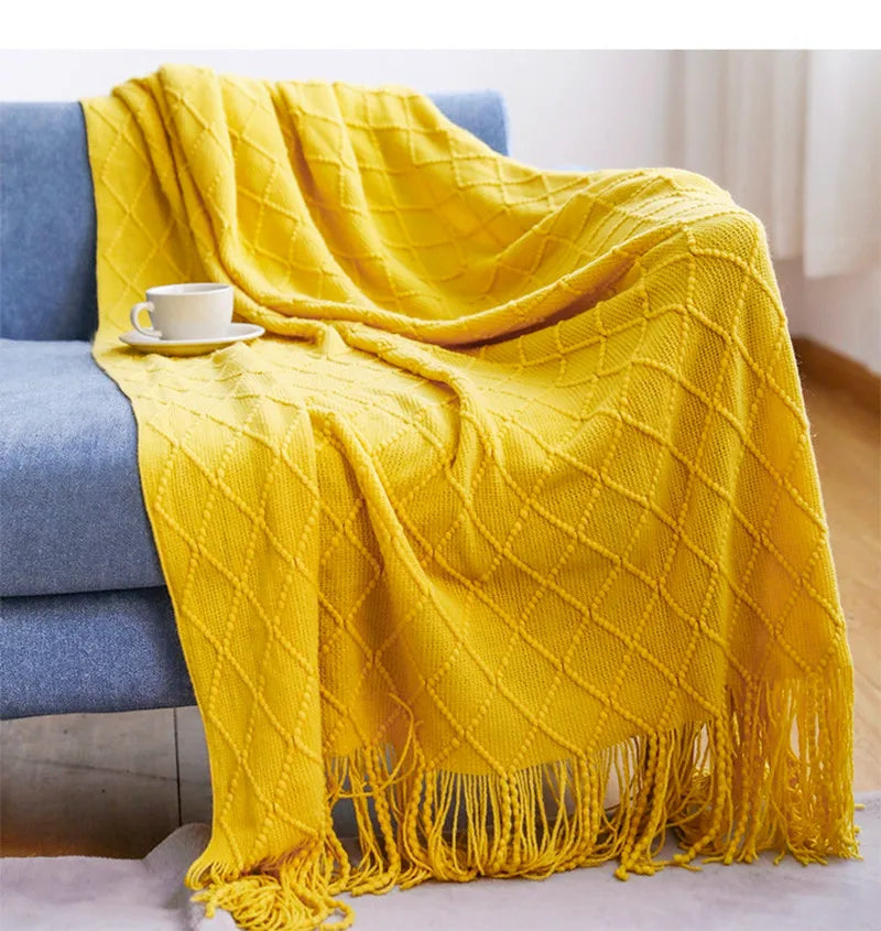 Sedge Fringed Knit Throw