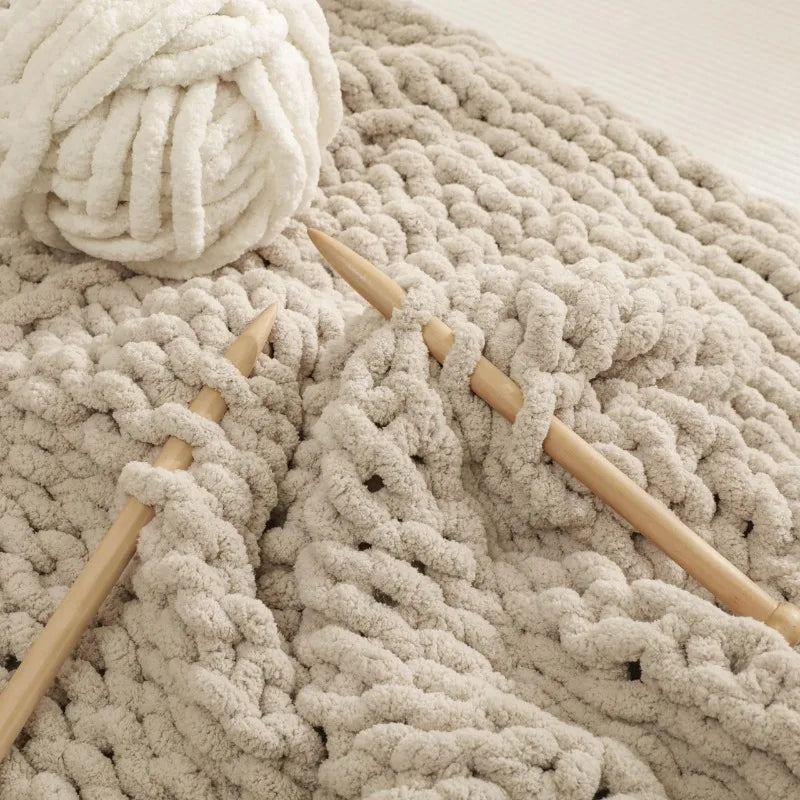 Skein Hand-Knit Wool Throw