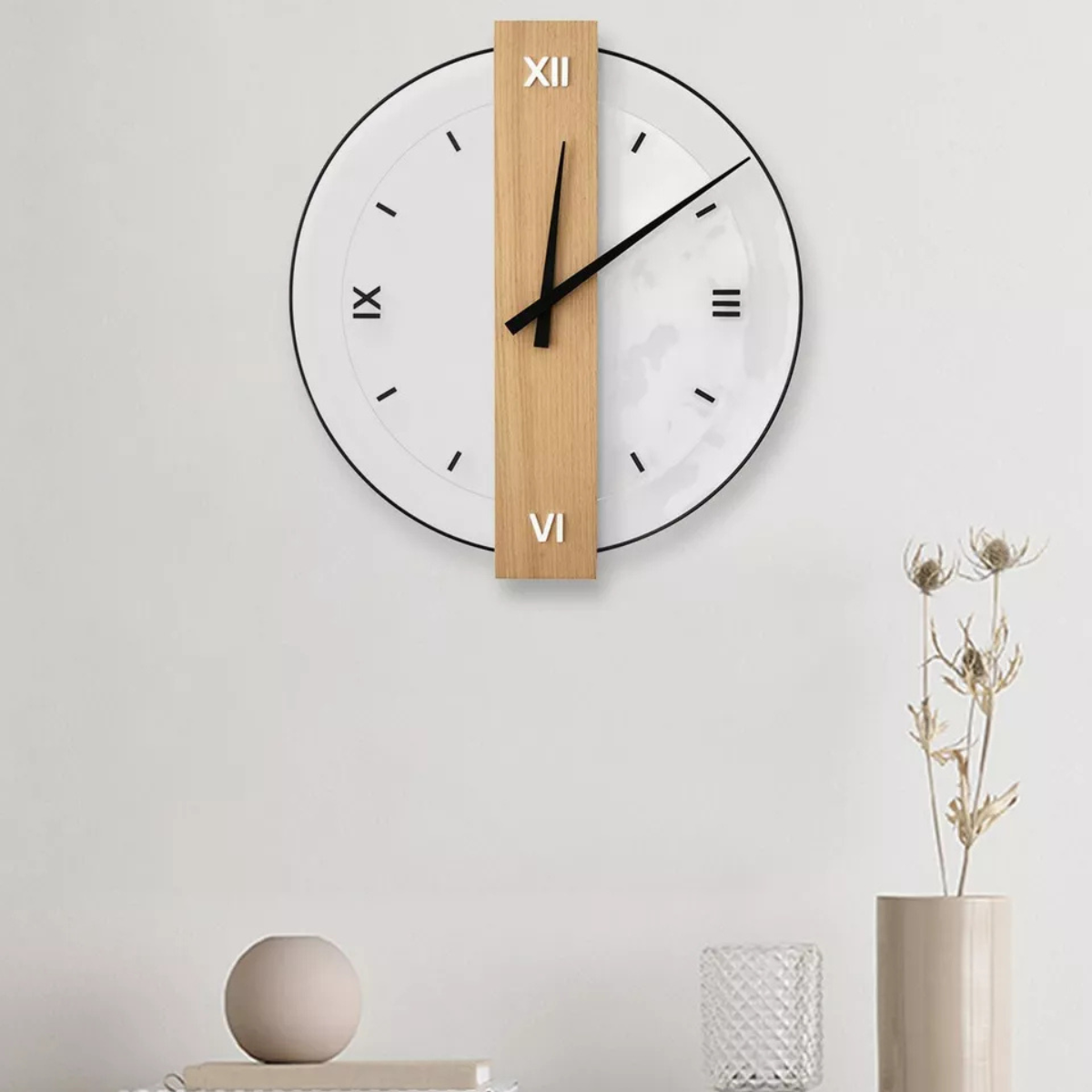 Large Wood Frame Wall Clock