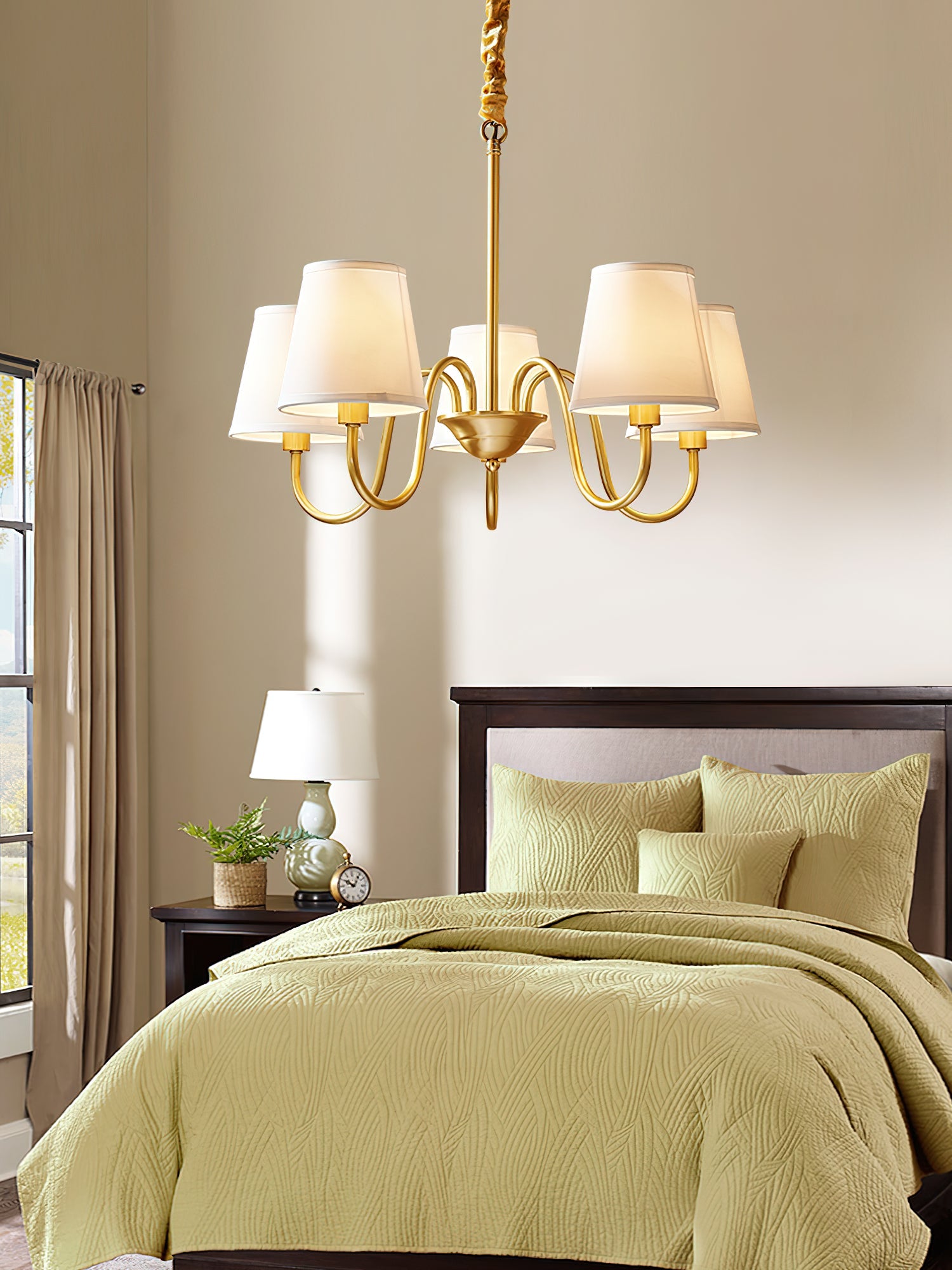 Harrow Aged Brass & Linen Chandelier
