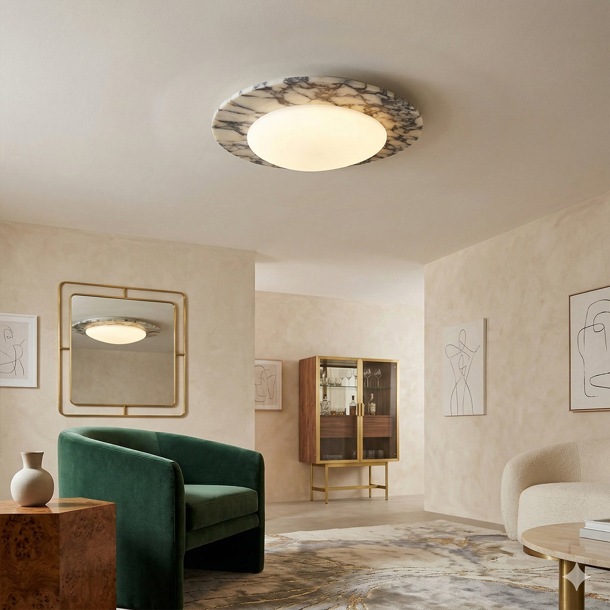 Selene Marble Oval Flush Mount