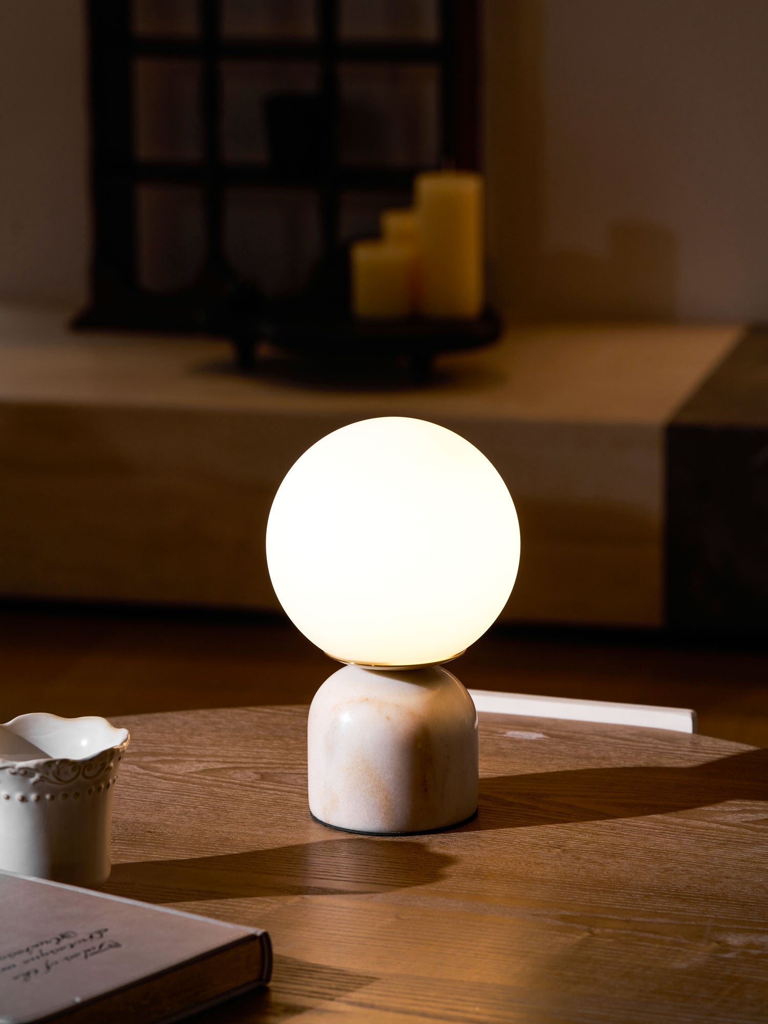 Vesta Marble & Opal Glass Table Lamp