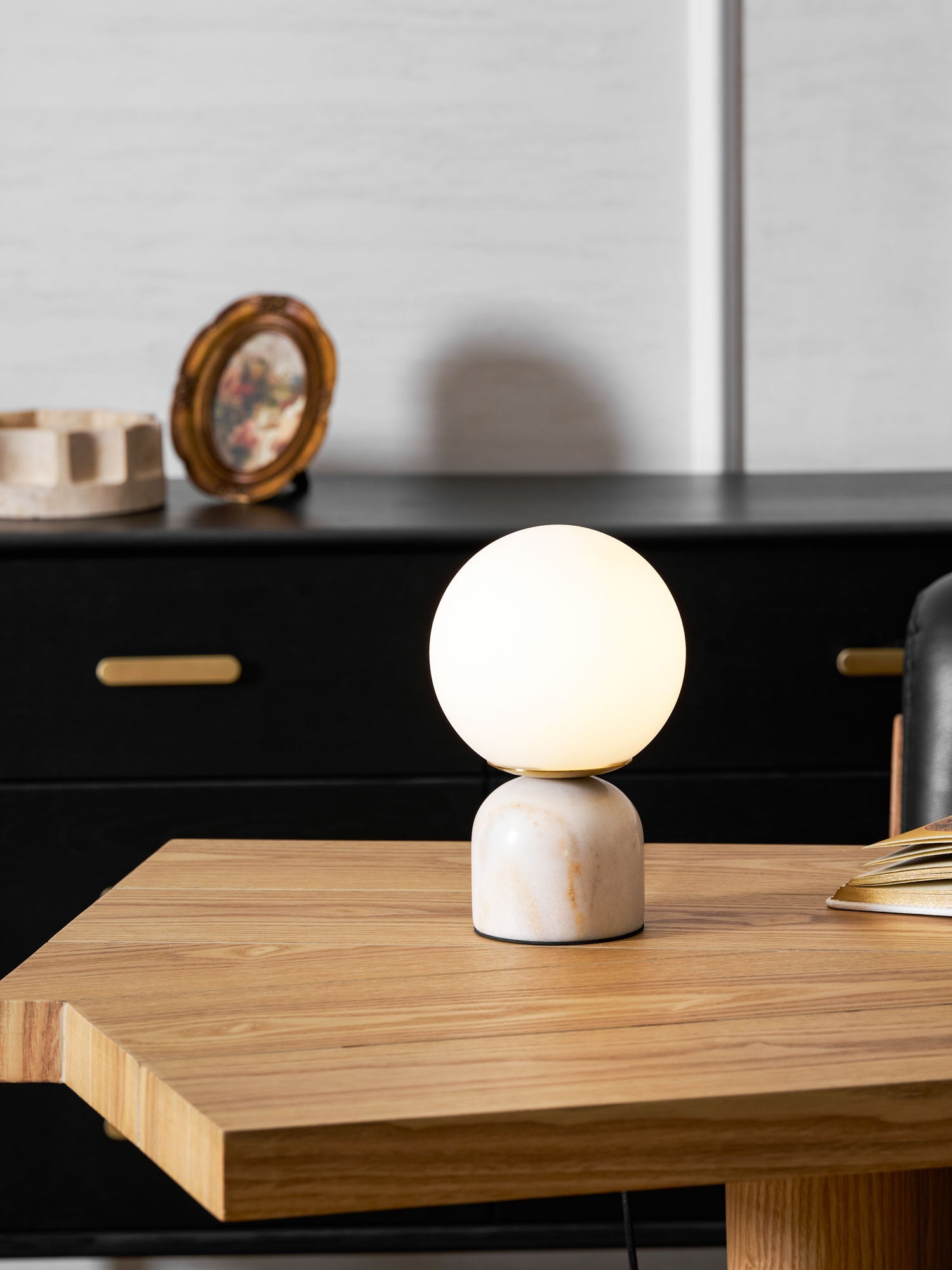 Vesta Marble & Opal Glass Table Lamp