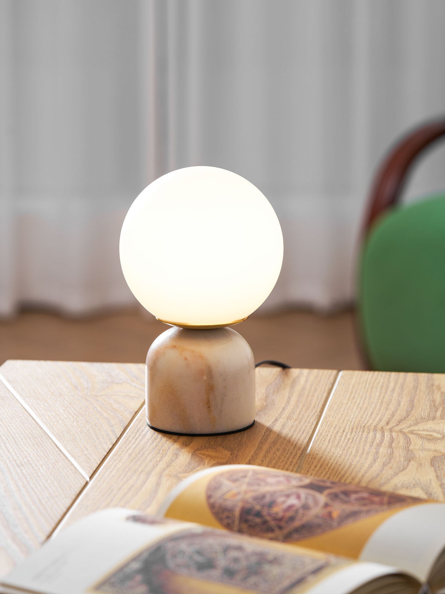 Vesta Marble & Opal Glass Table Lamp