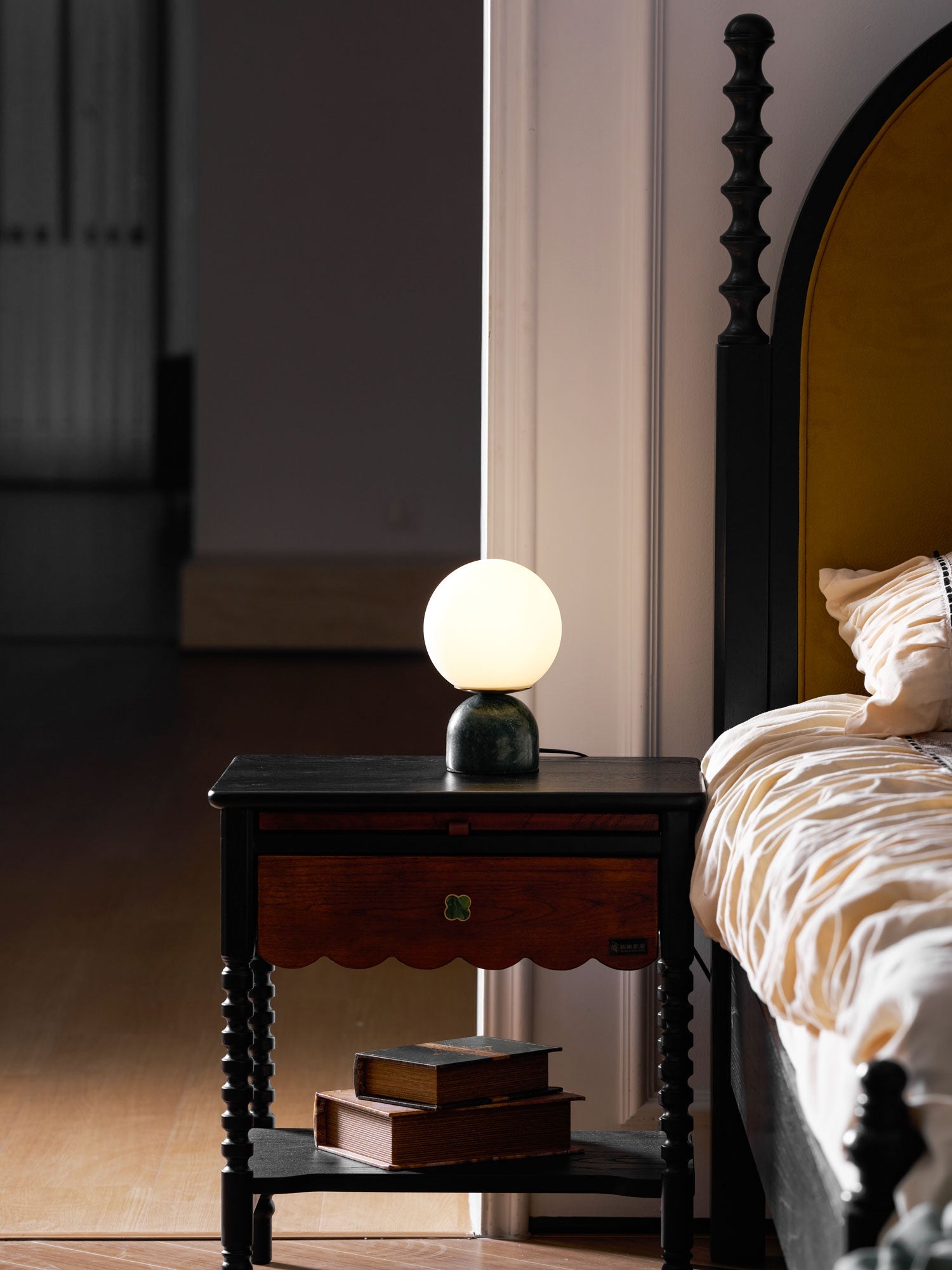 Vesta Marble & Opal Glass Table Lamp