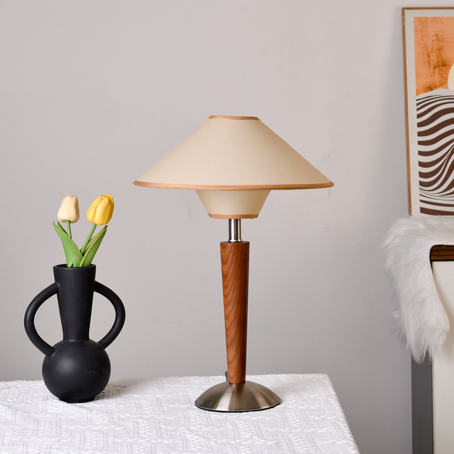 Alderwood Linen Shade Table Lamp