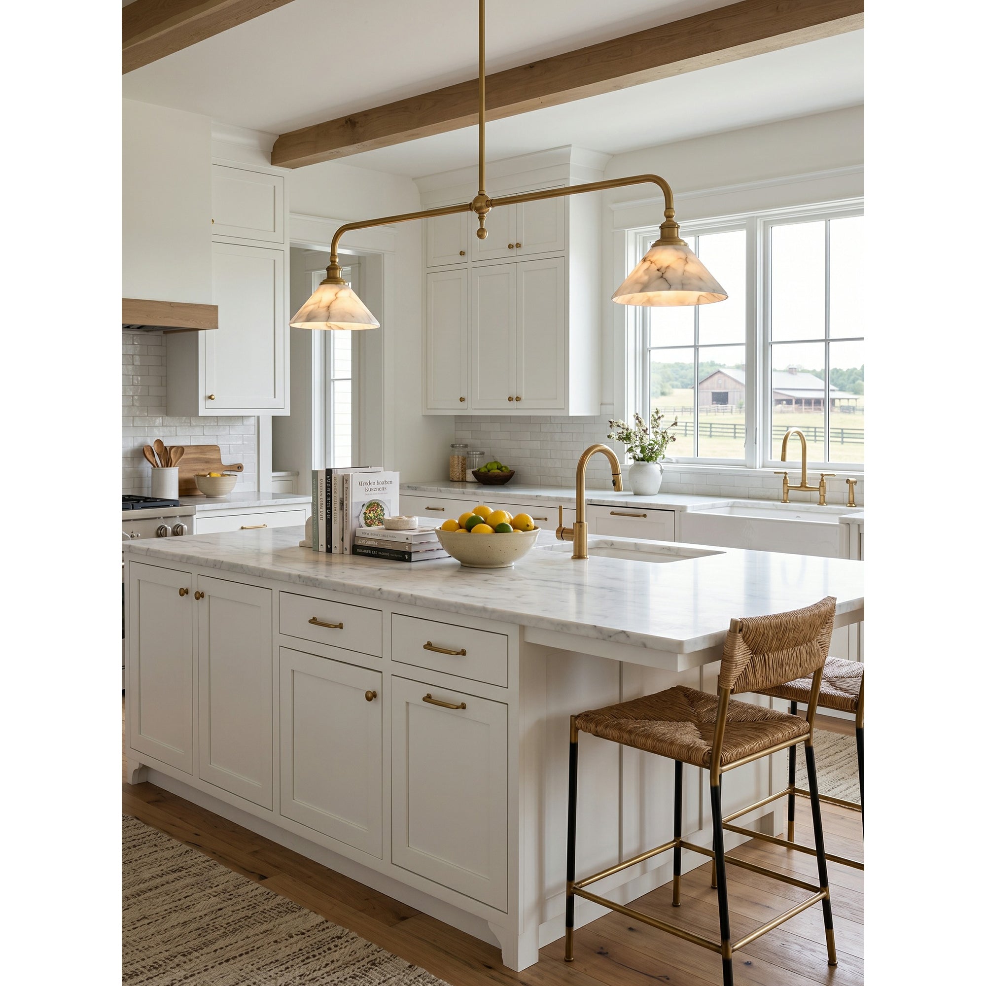 Alabaster Linear Island Pendant Light