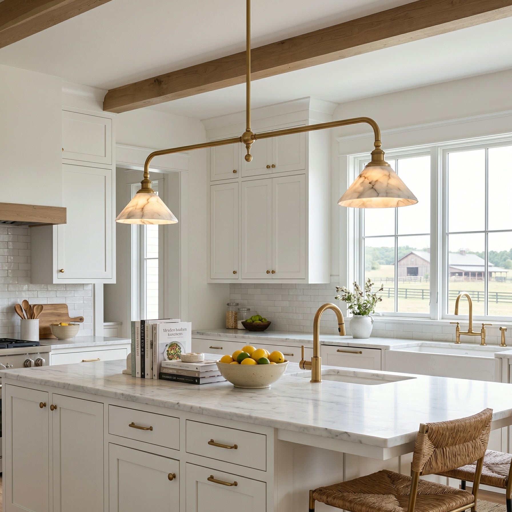 Alabaster Linear Island Pendant Light