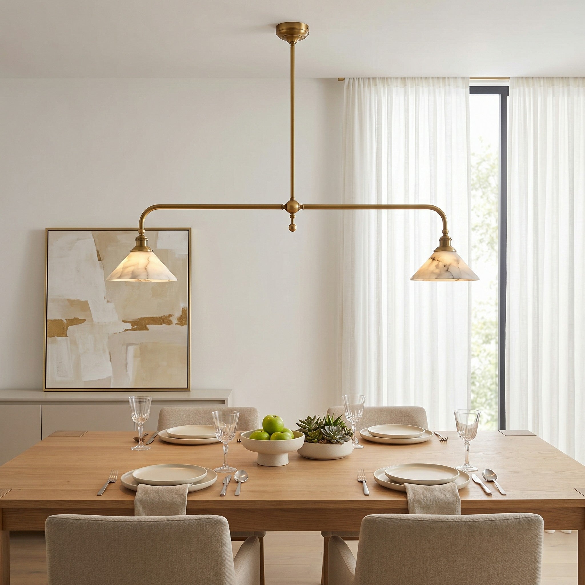 Alabaster Linear Island Pendant Light