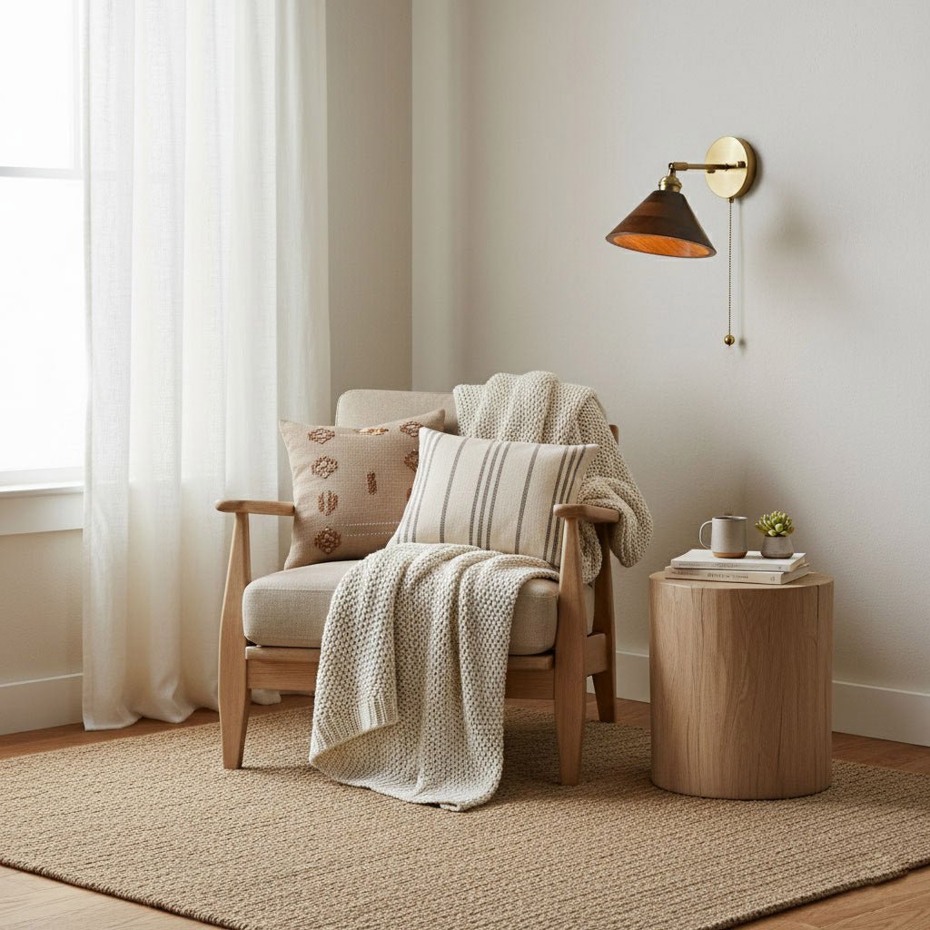 Torva Walnut & Brass Dome Sconce